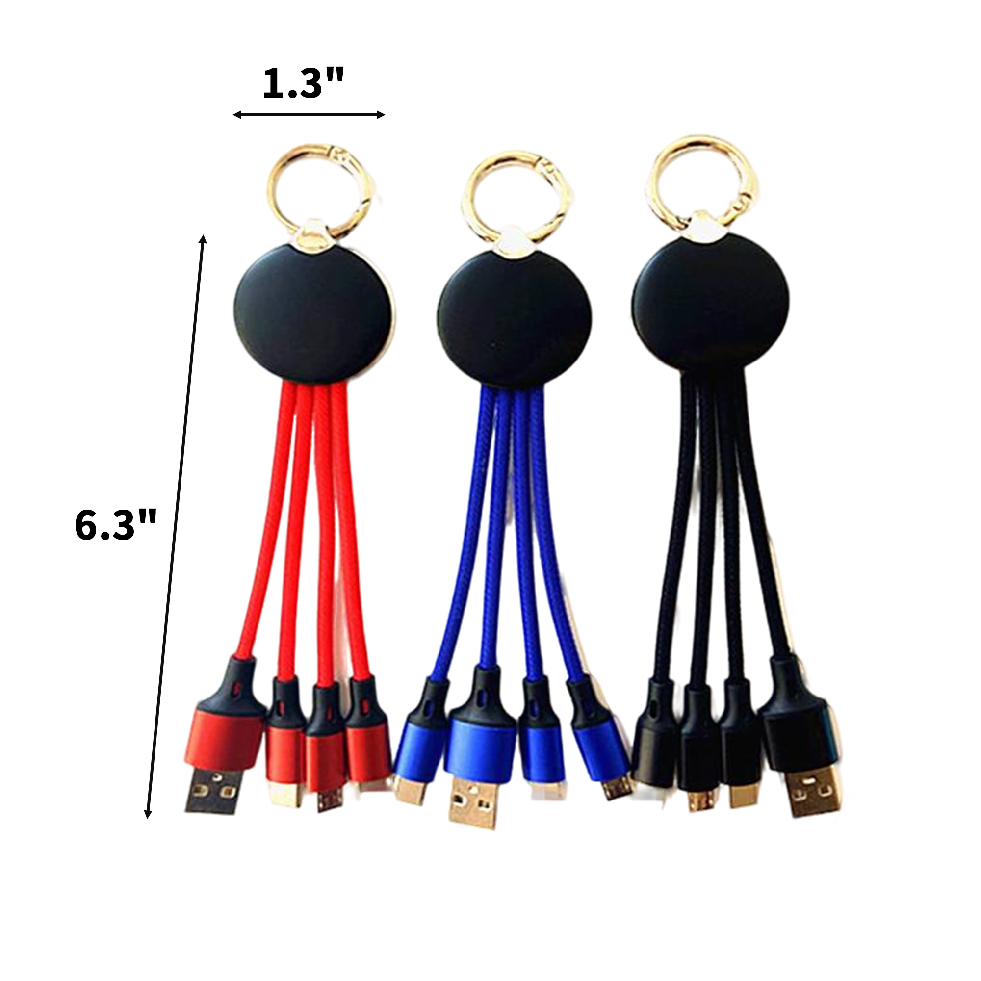 Three In One LED Charging Cable Braided Nylon 3