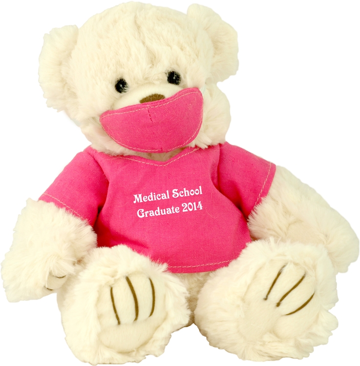 9" Pink Scrub Bear with one color imprint 2