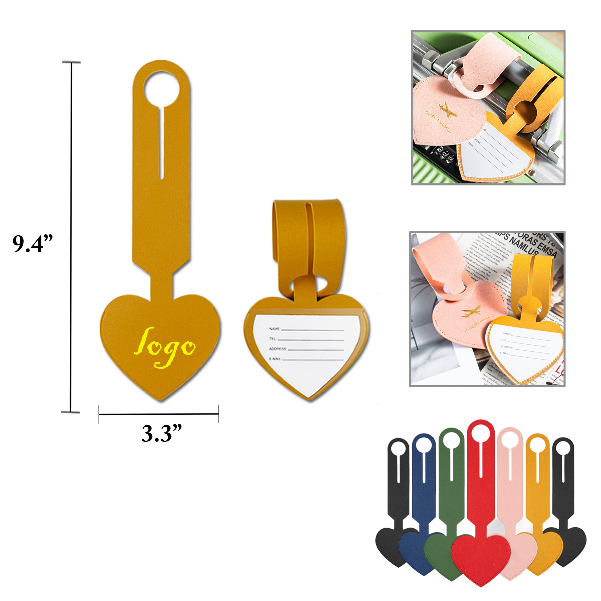 MOQ50 Heart Shaped PU Leather Luggage Tag 3
