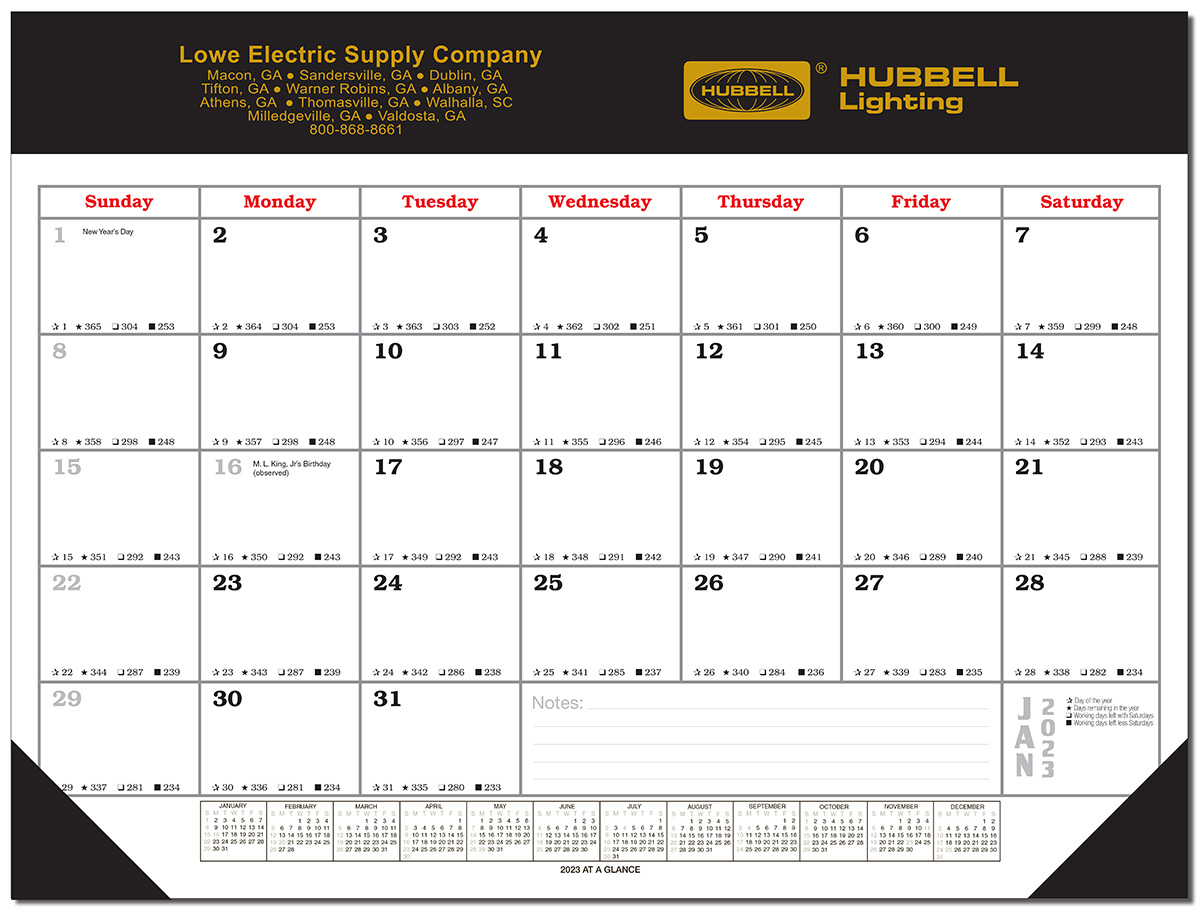 12 Sheet Desk Pad Calendar w/Vinyl Top & Corners