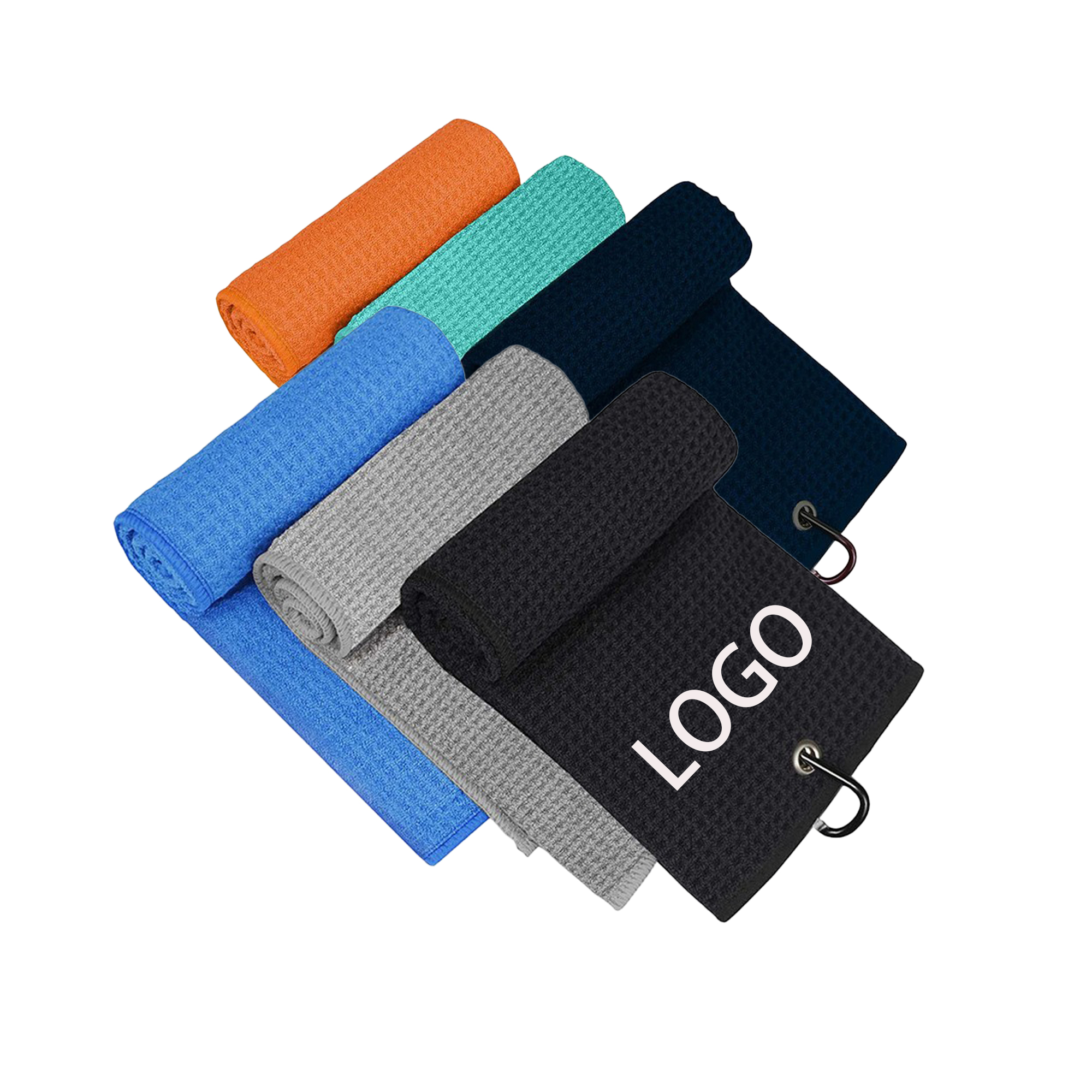 16" x 24" Tri-Fold Portable Microfiber Fabric Golf Towel 1