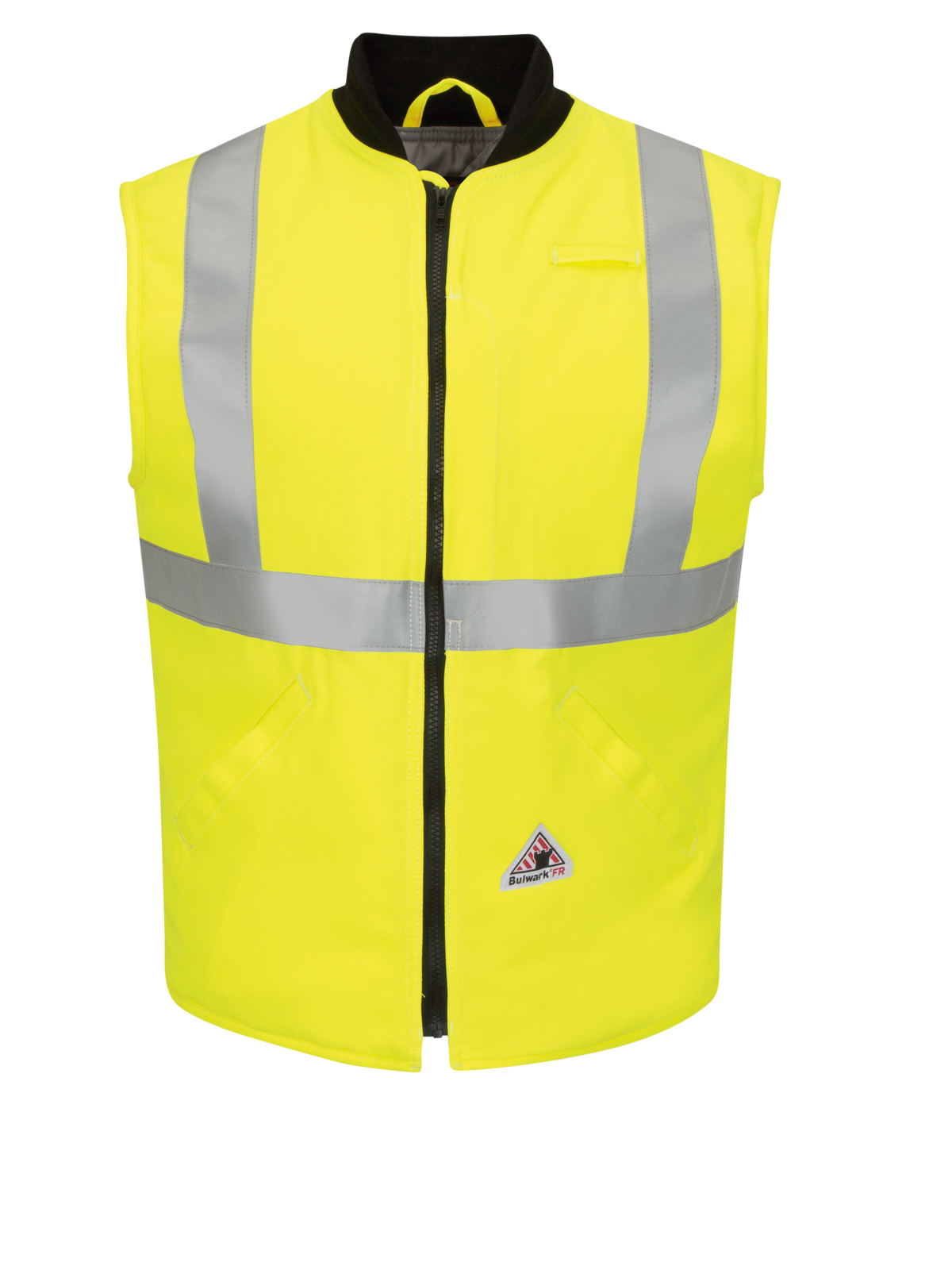Bulwark Hi-Visibility and Raingear - Men's Tecasafe Zip-Front Vest -7Oz Hi-Vis