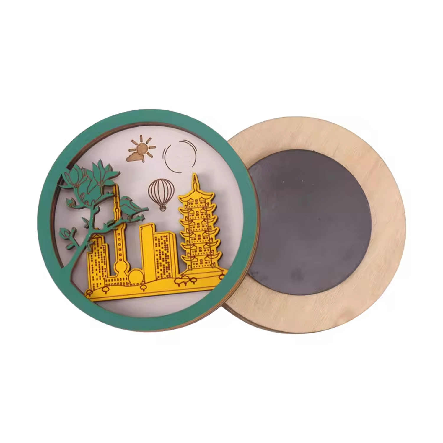 Round Wooden Souvenir Magnet 4