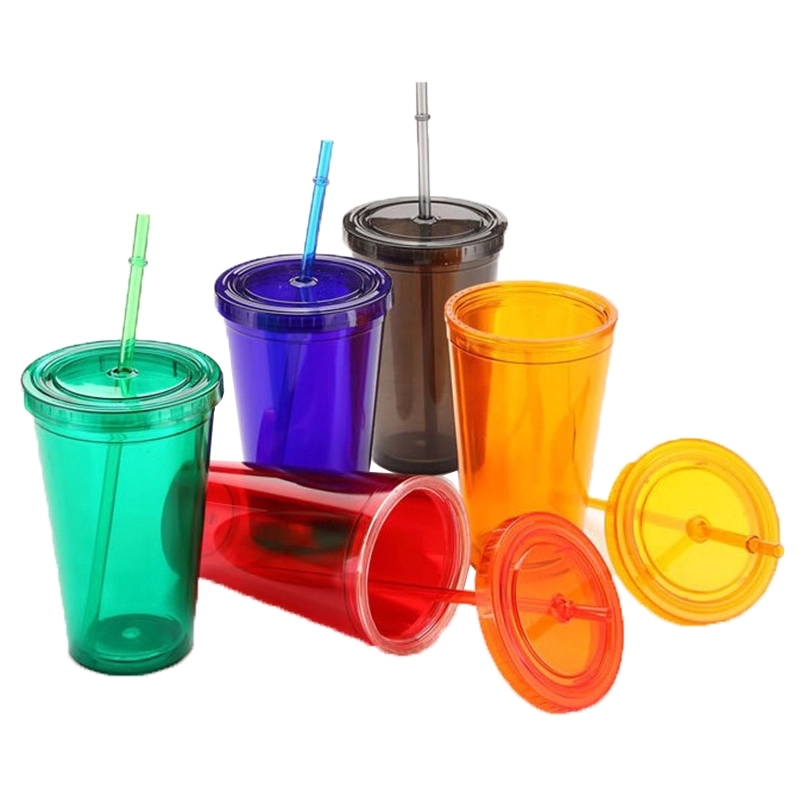 16 Oz. Acrylic Double Wall Drink Cup with Straw 3