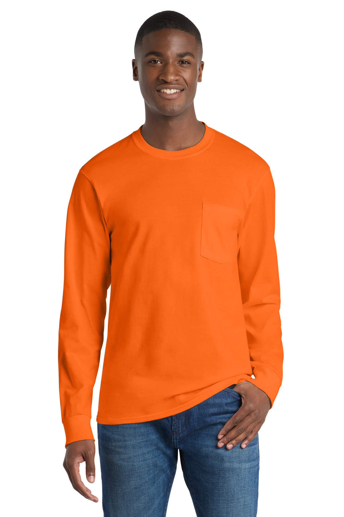 Port & Co Long Sleeve Essential Pocket Tee. PC61LSP 37