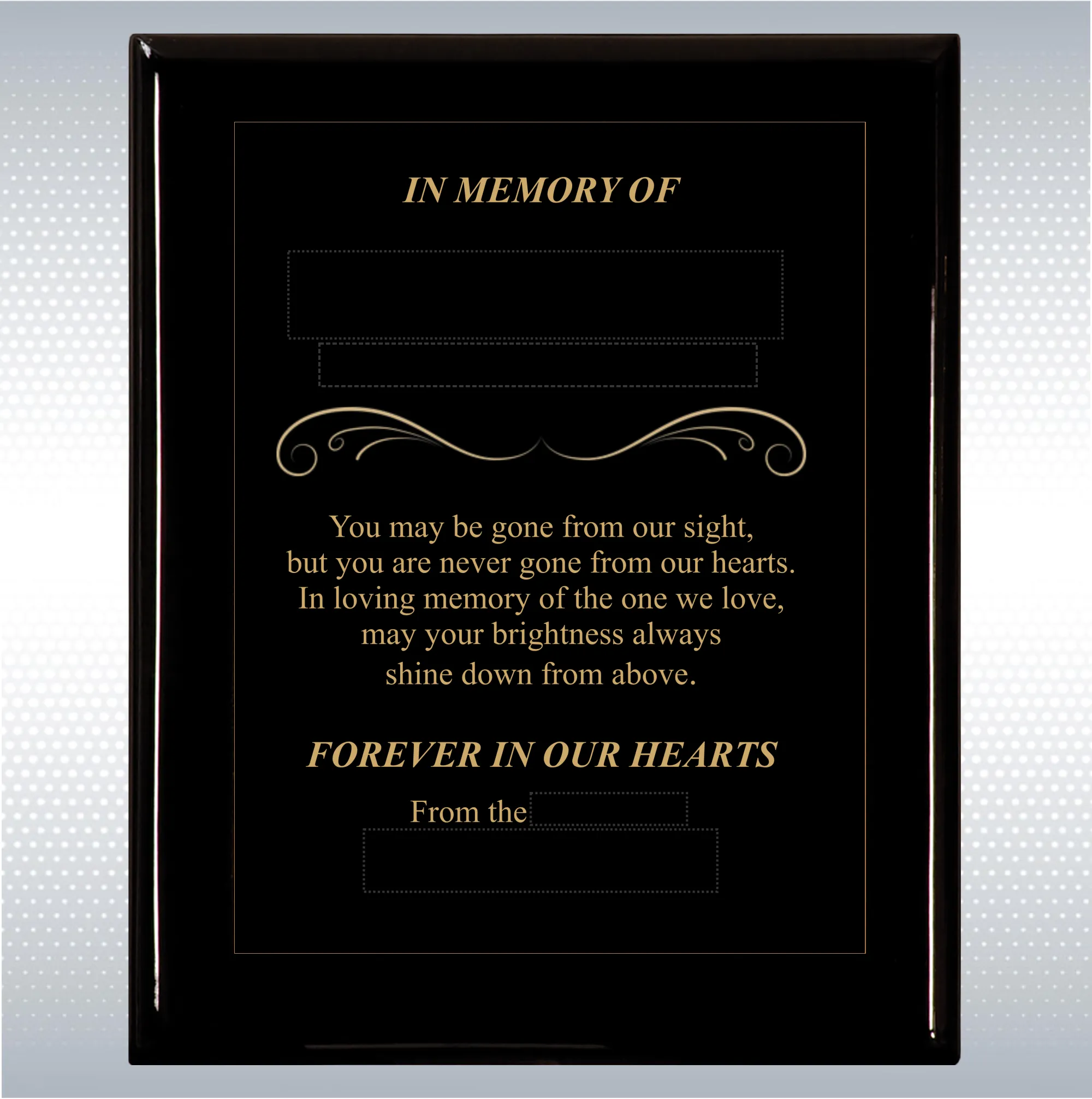 Black Piano Finish Wood Plaque Memorial Gift Award 13
