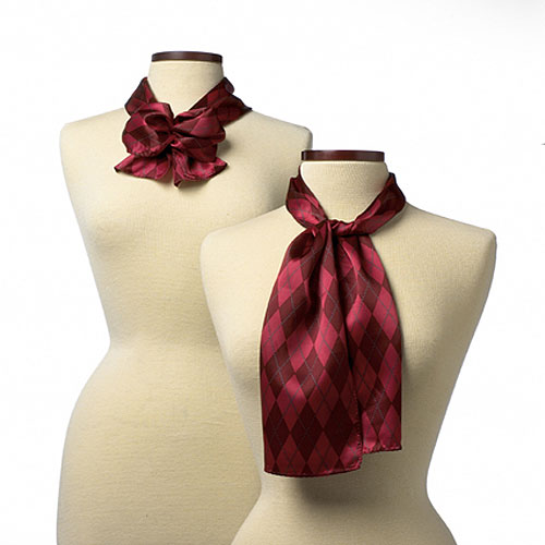 Maroon Argyle Silk Scarf (8"x45") 2