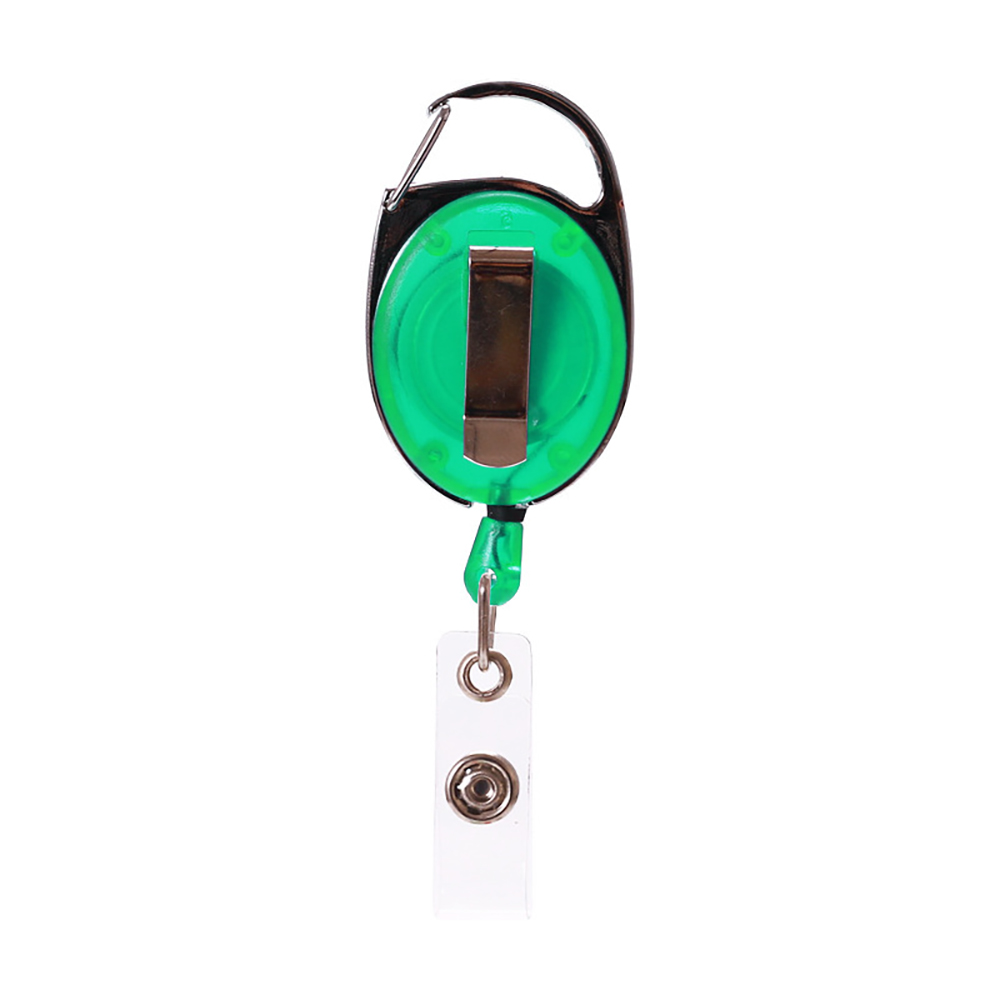 Both Side Flat Transparent Oval Carabiner Badge Reel 10