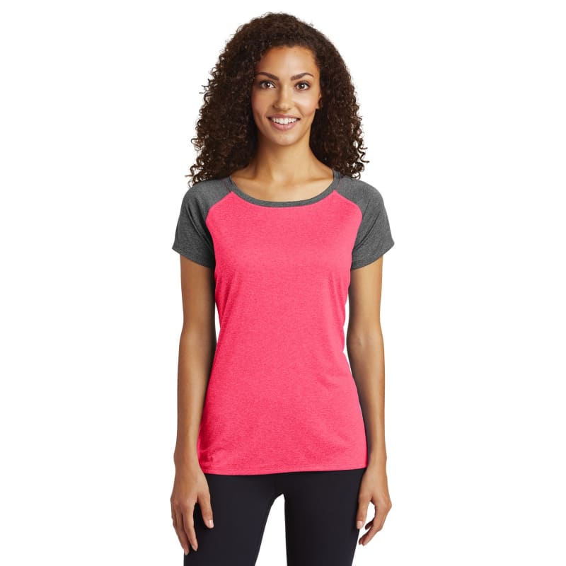 Sport-Tek Women's Heather-On-Heather Contender Scoop Neck Tee. 14