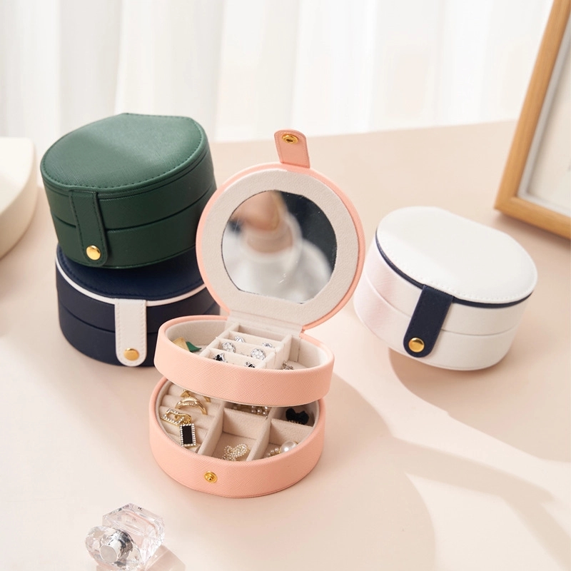 Portable Travel 2-Layer Jewelry Organizer Box with Mirror 11