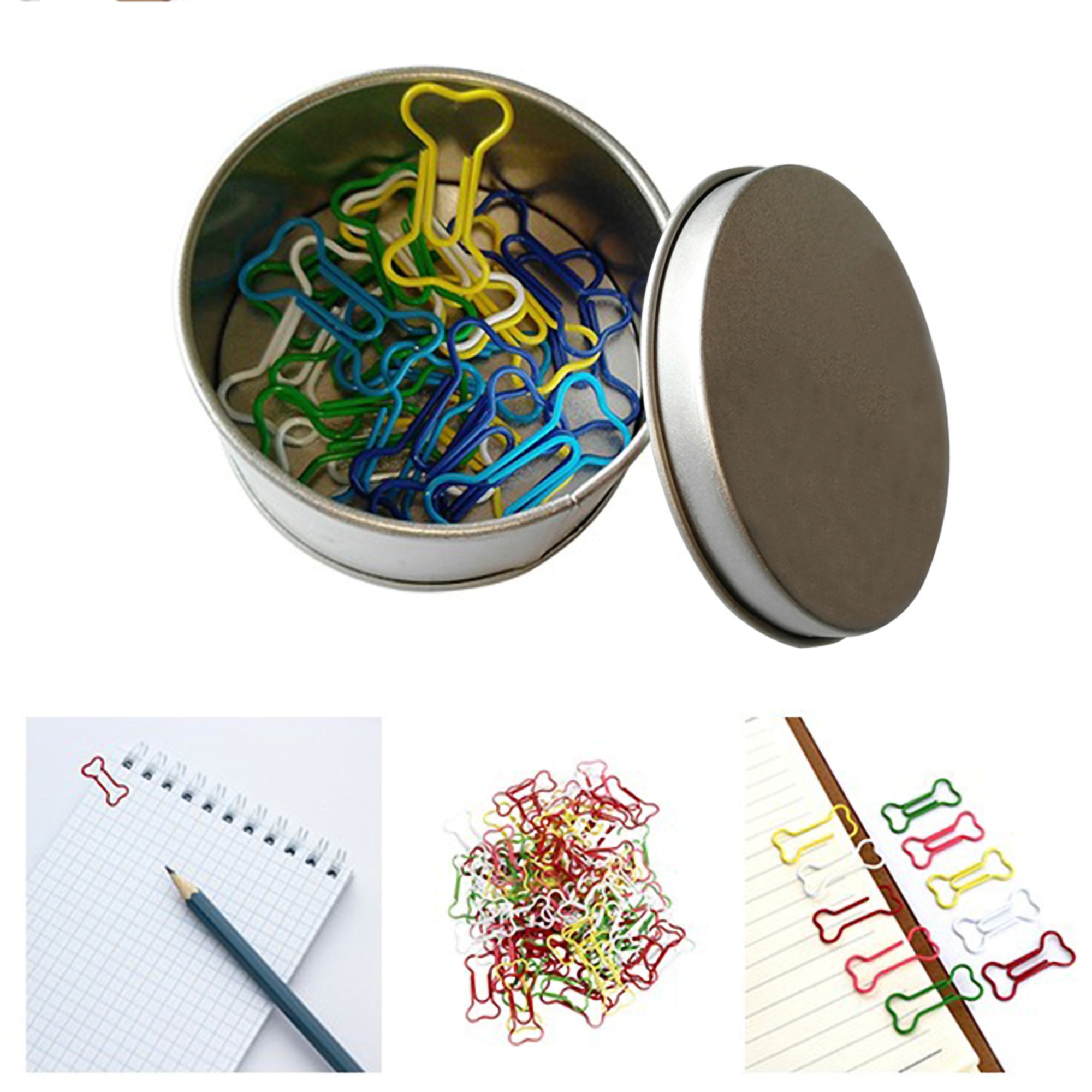 Dog Bone Shaped Paper Clips w/Tin Container 2