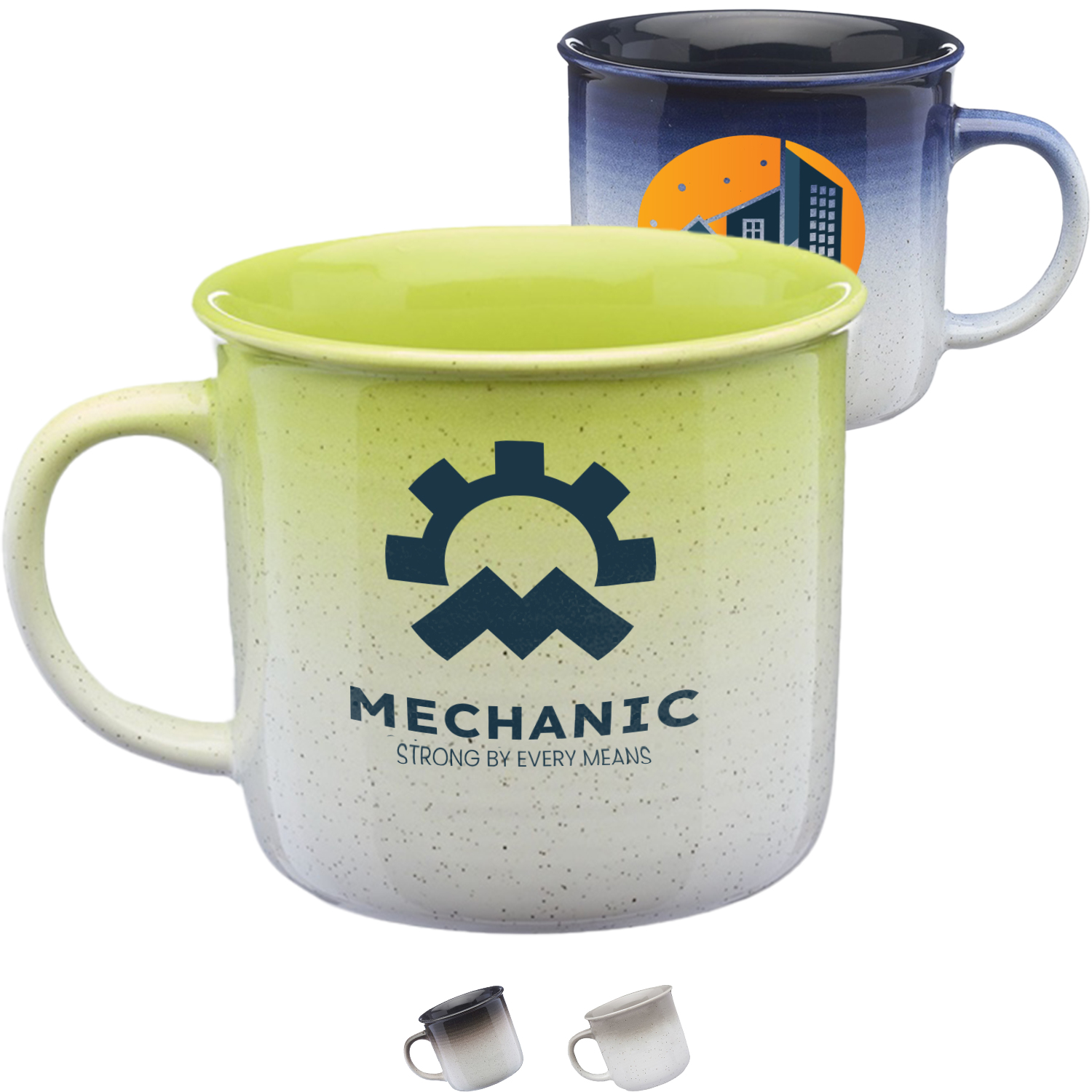 14 oz. Campire Gradient Ceramic Coffee Mugs w/ Flared Top 2