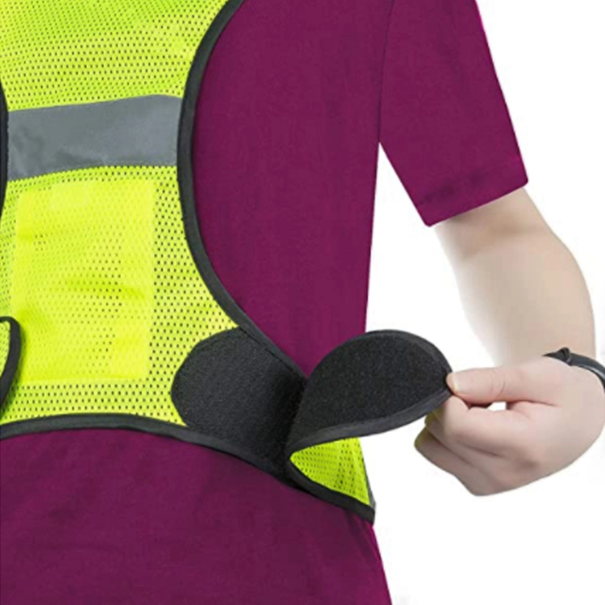 Neon Yellow Vest Stripe Belt Jacket MOQ 10PCS 6