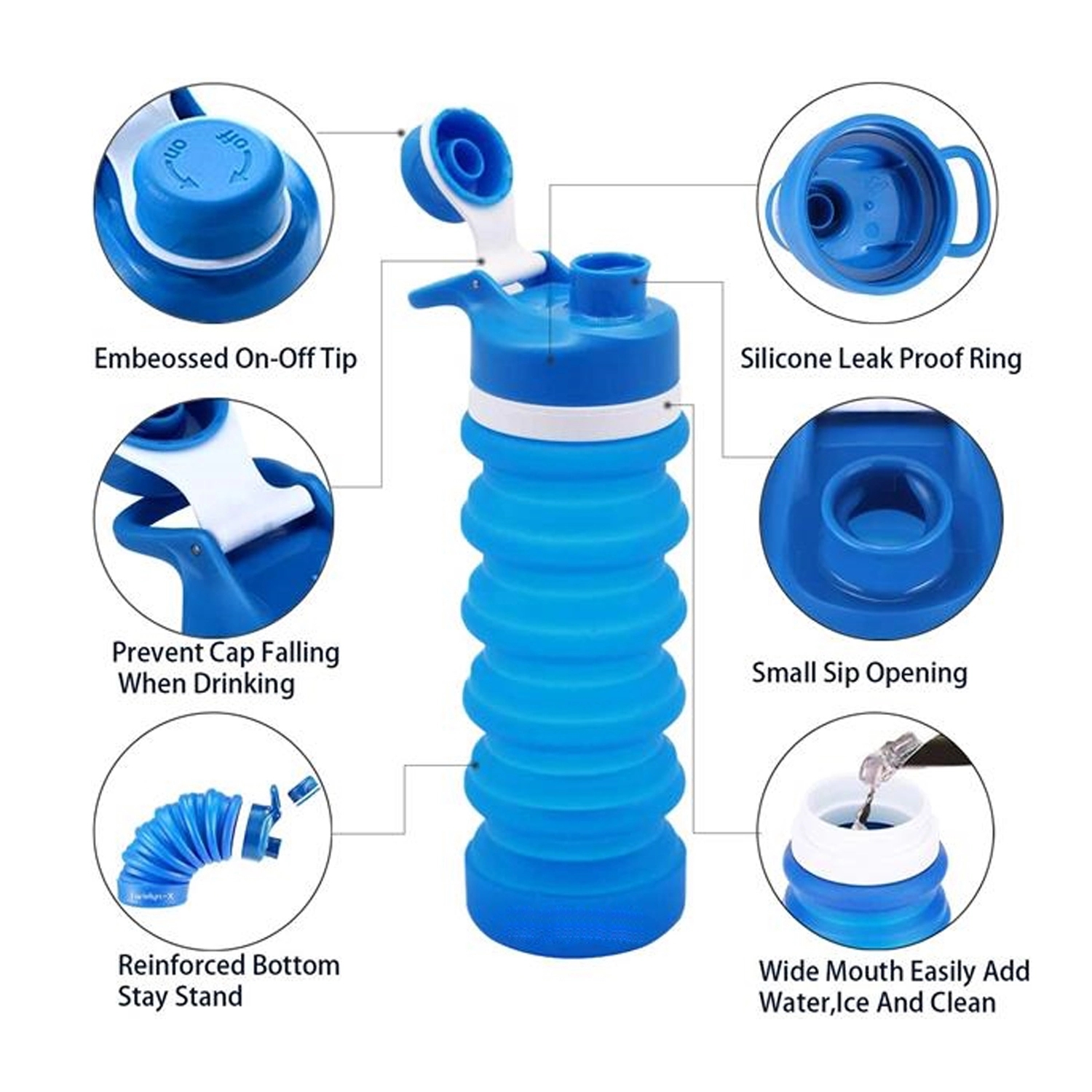 17 oz Lightweight Foldable Silicone Sports Bottle 2