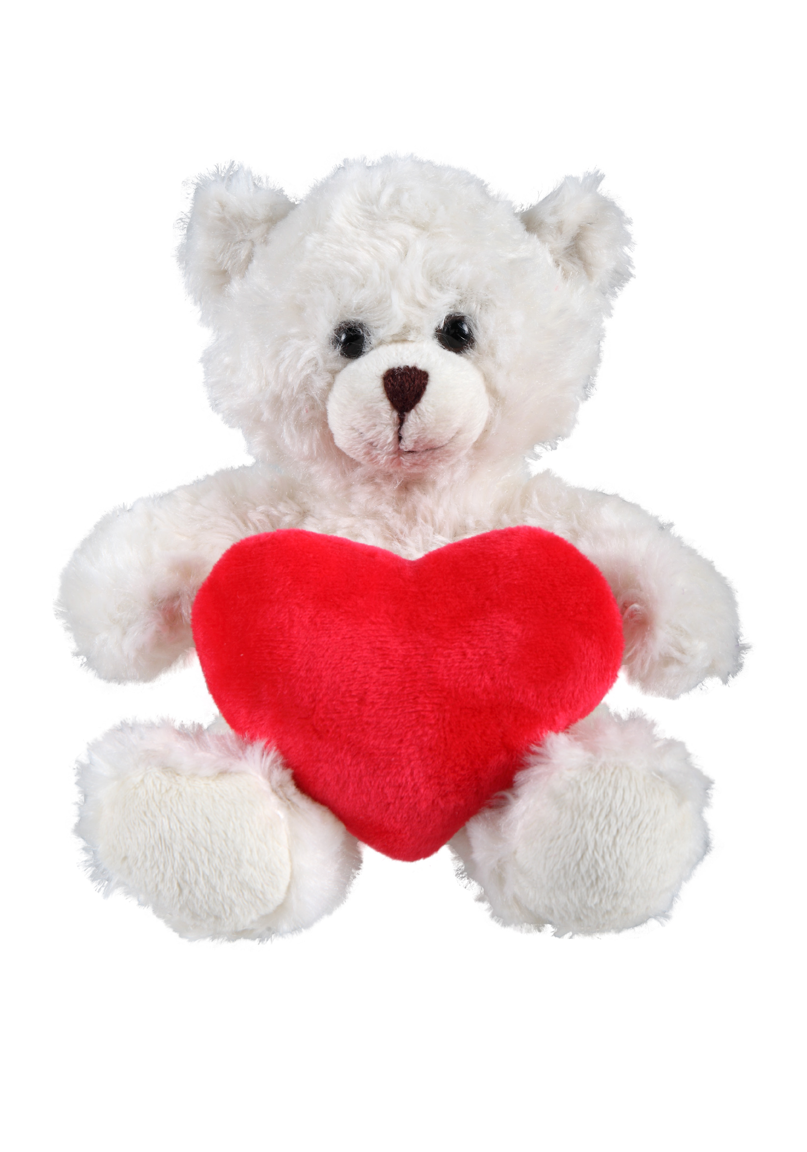 soft plush  Cream Curly Sitting Bear with heart
