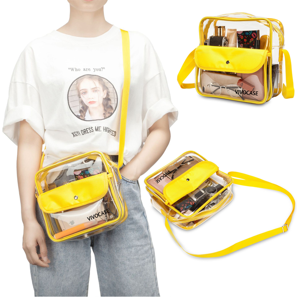 PVC Clear Square Zipper Tote Bag with Handles for Women 2