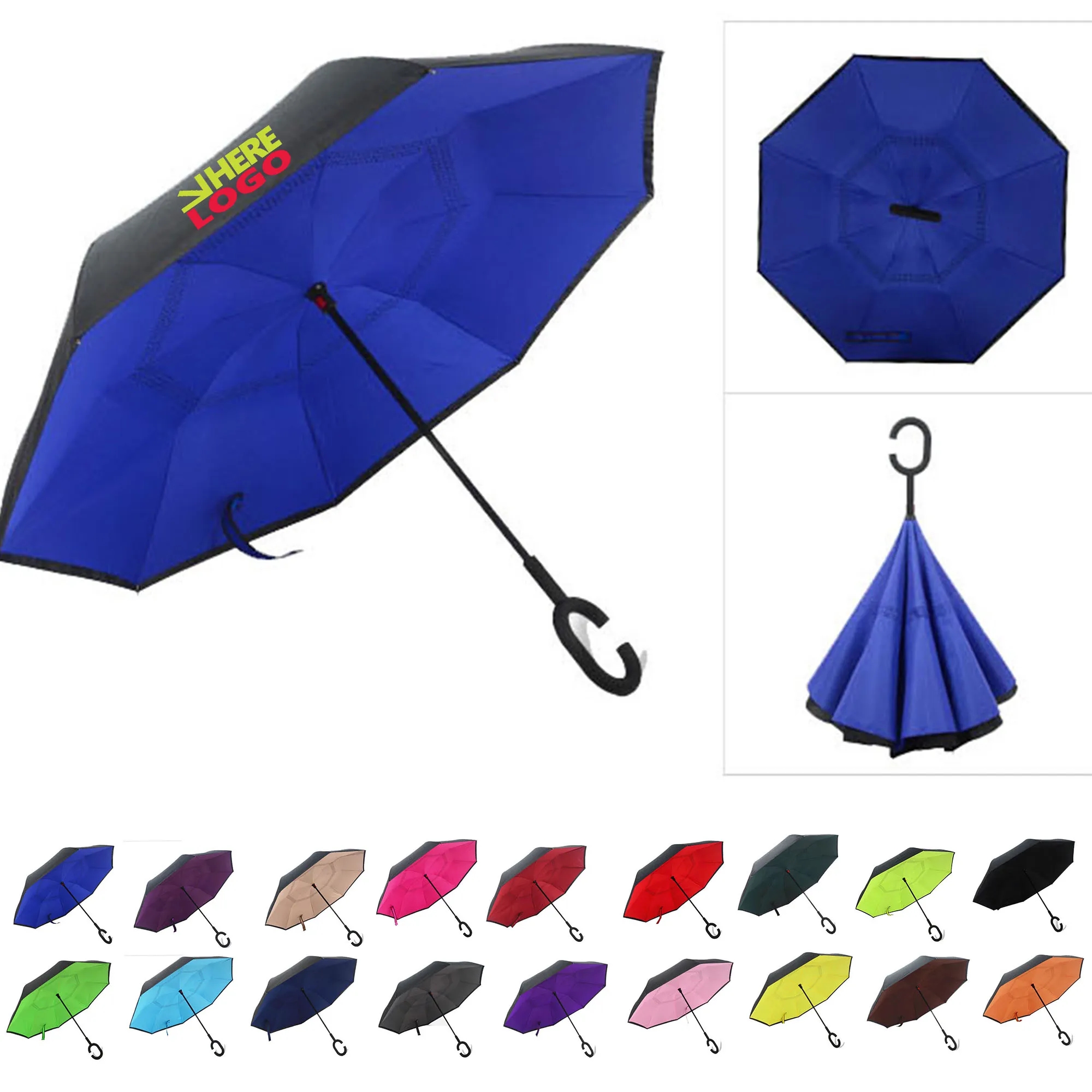 Large Double Canopy Vented Windproof Stick Umbrella 4
