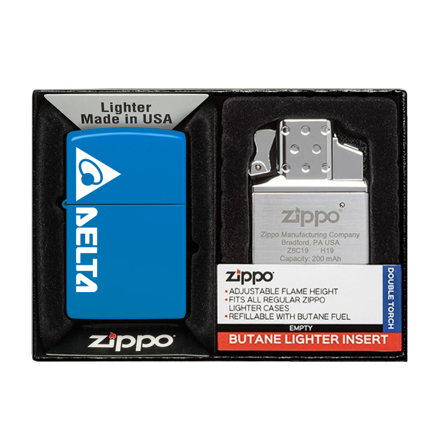 Matte Zippo® Lighter & Double Butane Insert Gift Set 12