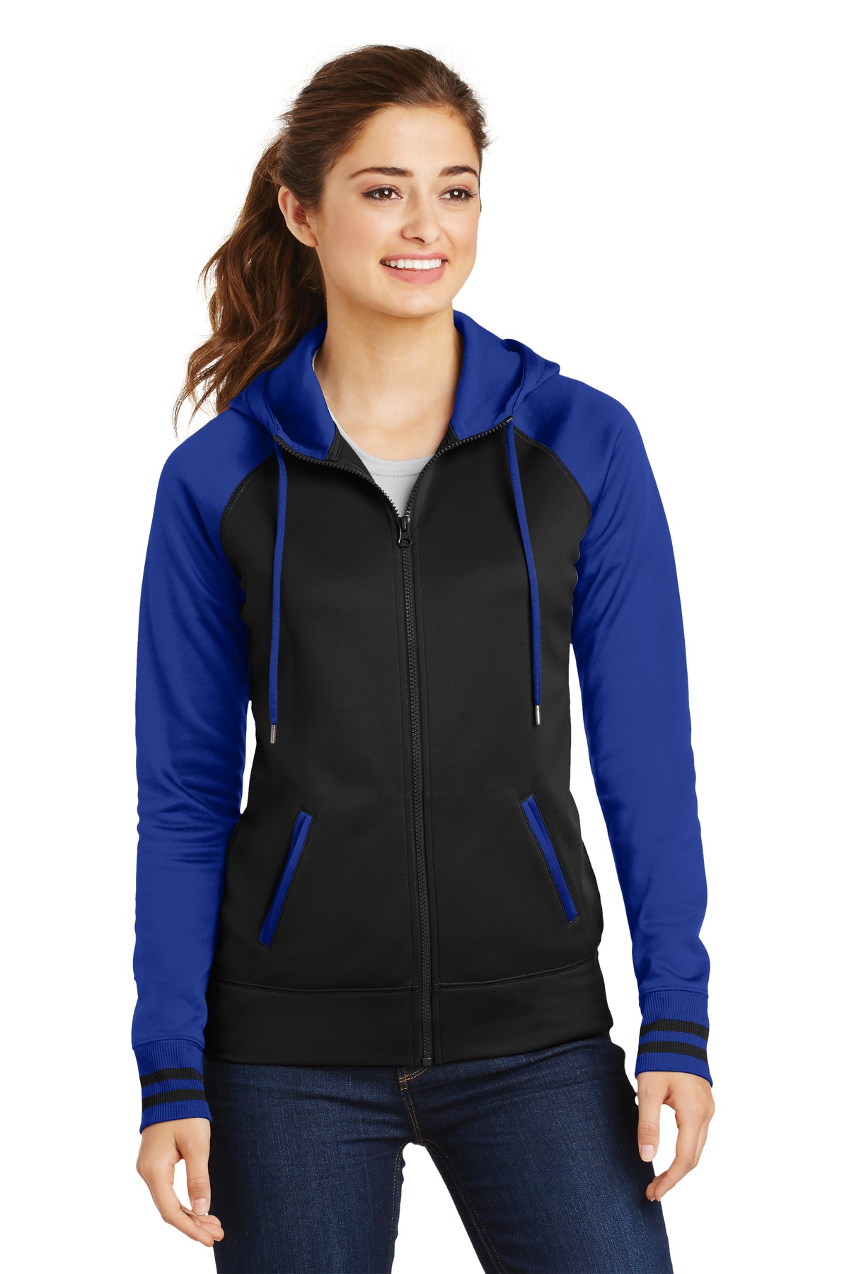 Sport-Tek Women's Sport-Wick Varsity Fleece Full-Zip Hooded Jacket. LST236 10