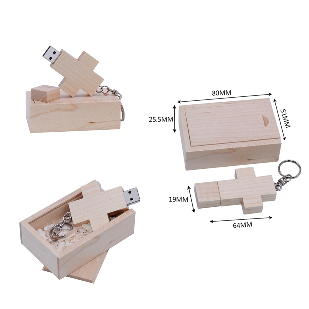 Maple Wood Cross shaped Memory Stick USB 2.0 2