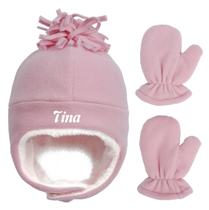 Baby Fleece Cuff Beanie And Gloves Set 4