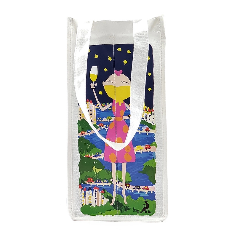Promotion Two Bottle Canvas Wine Bags, custom tote bag with logo imprint 4