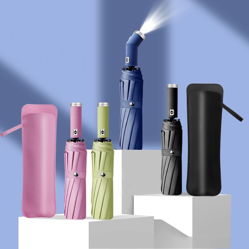 Windproof Travel Automatic Umbrella with Flashlight Handle 4
