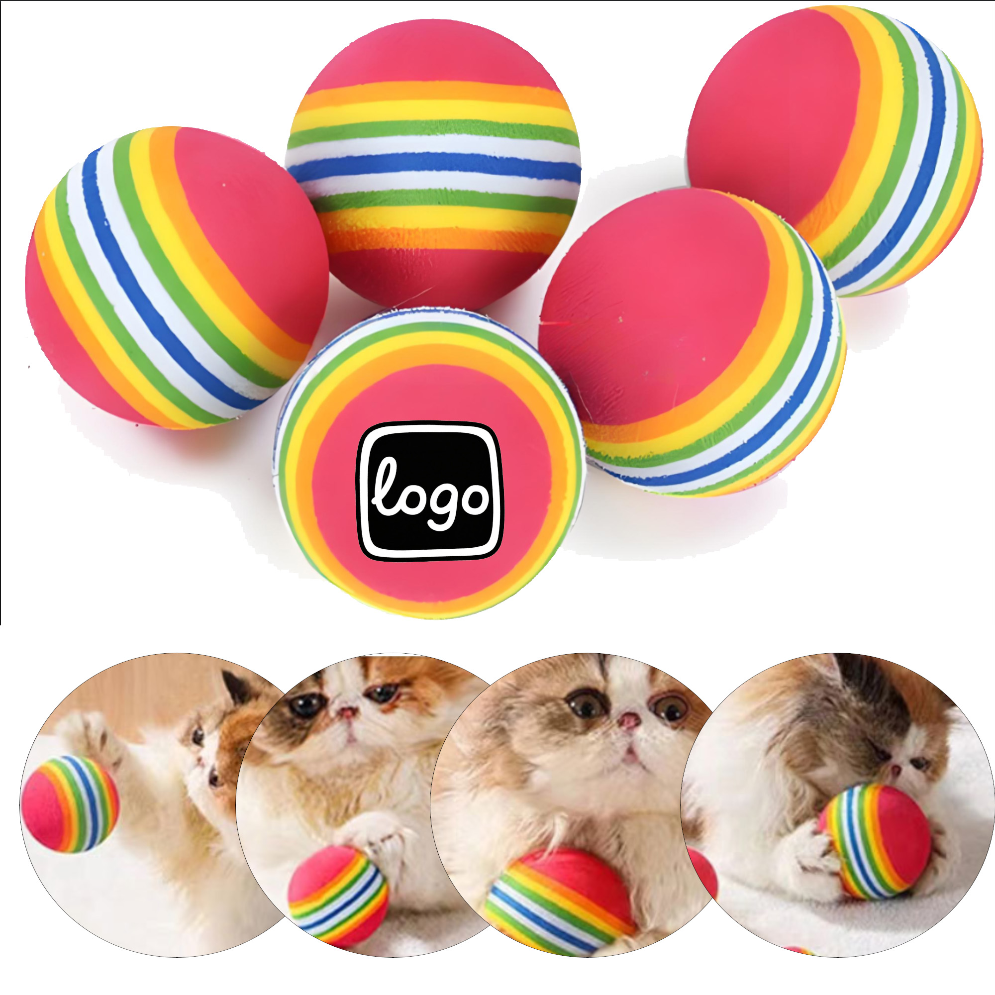 Rainbow Bouncy Plastic Pet Ball 6