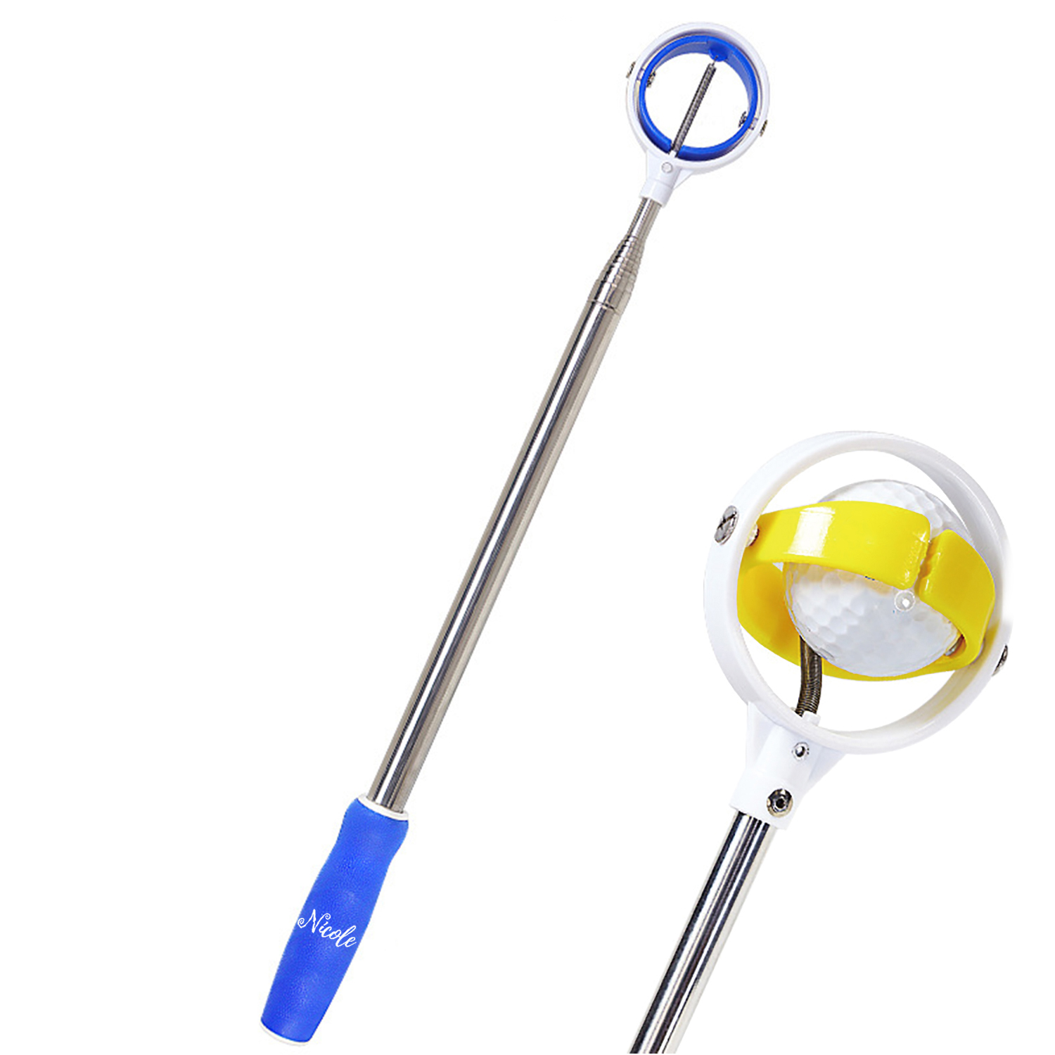 Telescopic Golf Ball Retriever with Spring Release Head