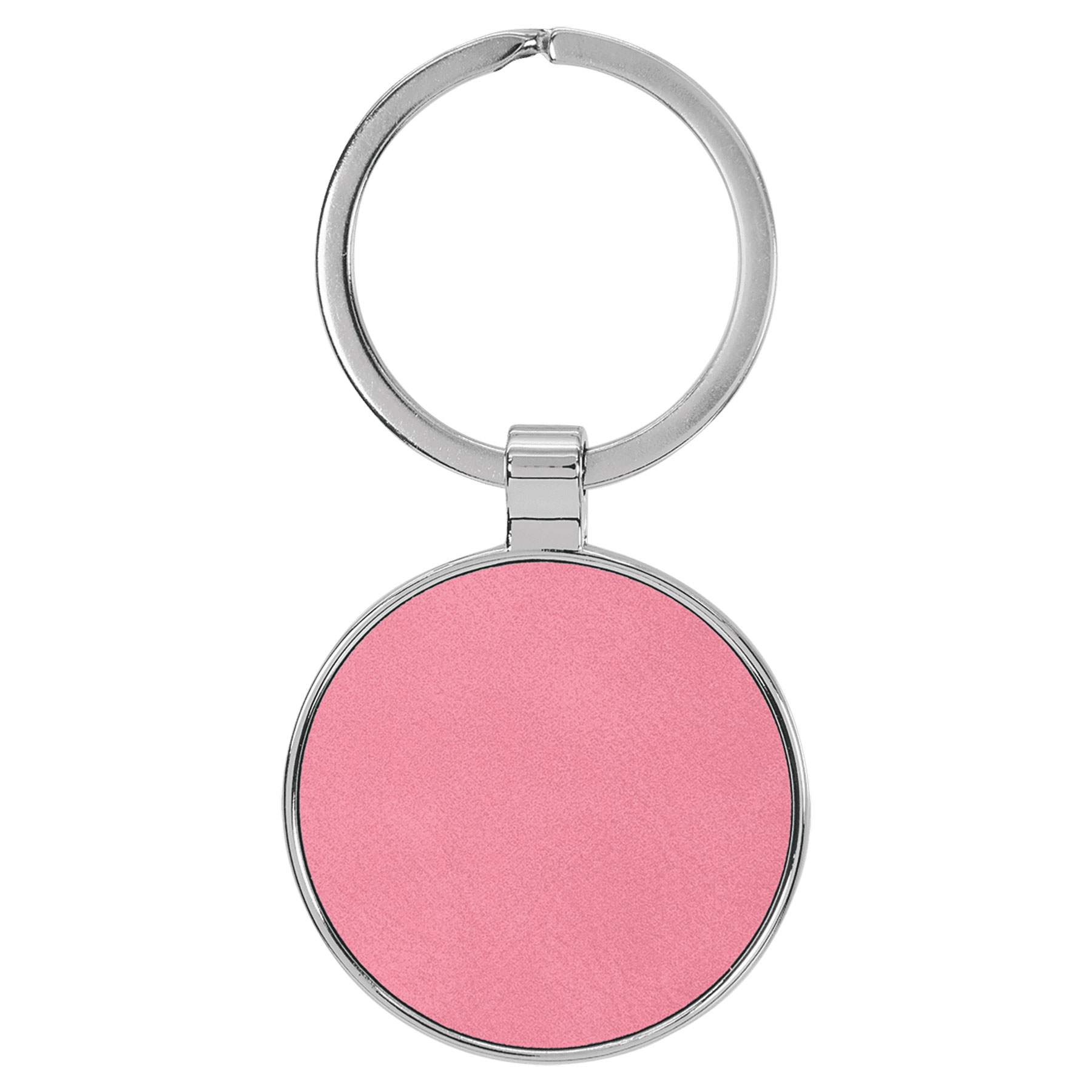 Pink Leatherette/Metal Round Keychain 2