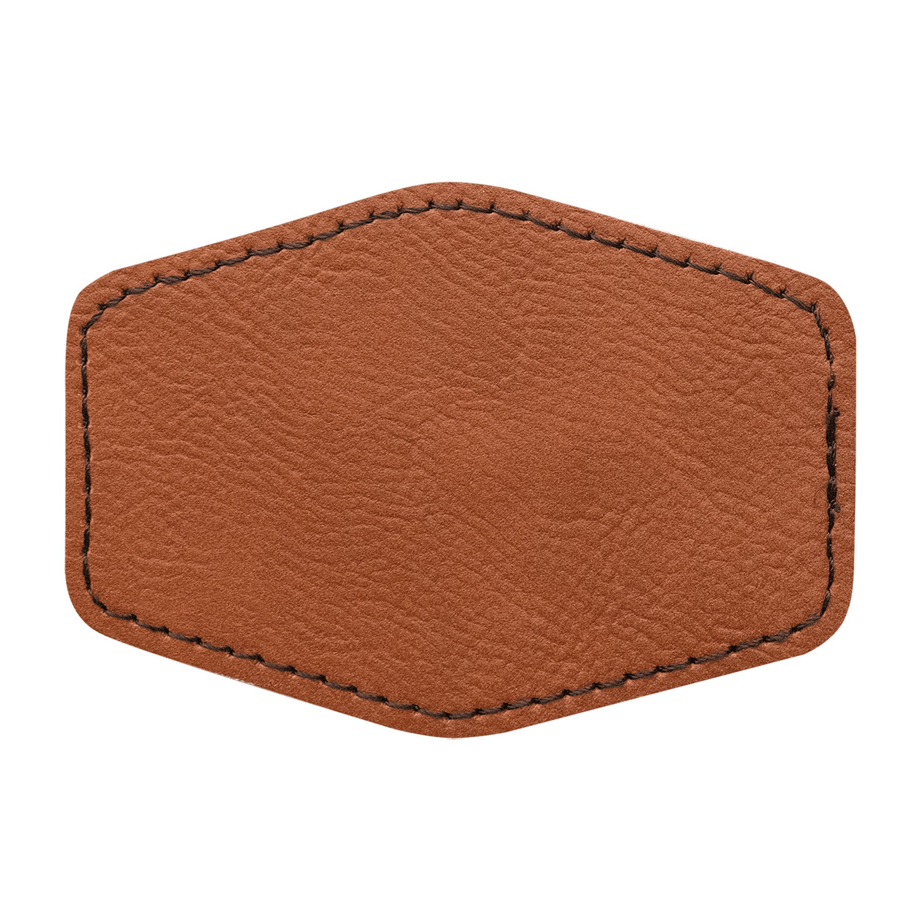 3" x 2" Rawhide Leatherette Hexagon Patch with Adhesive 2