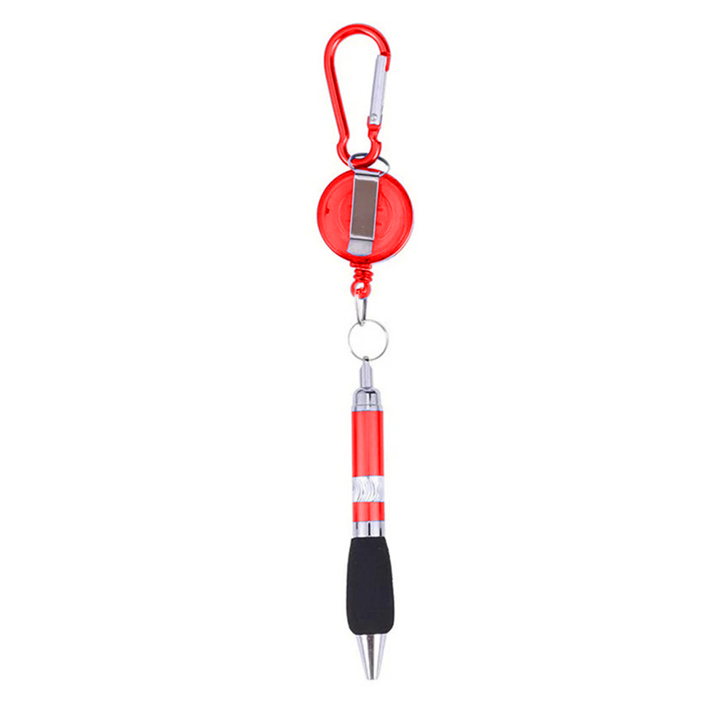 Retractable Soft Grip Metal Pen With Carabiner 1