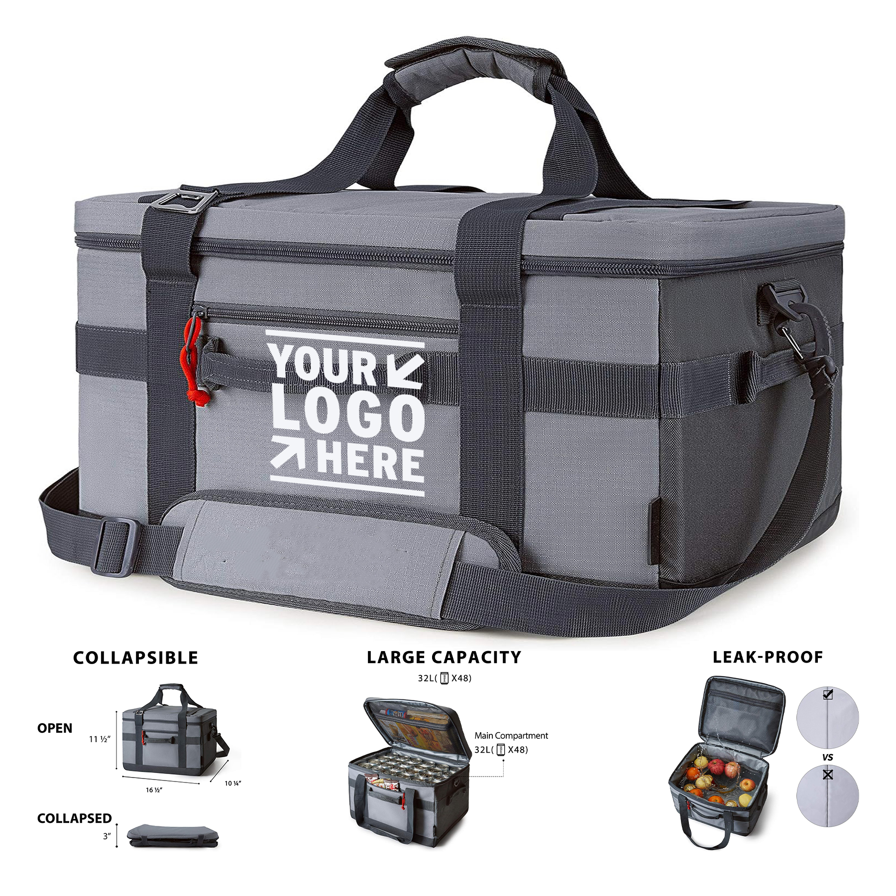 32/40L Lunch Cooler Large Collapsible Bag 48/60 Cans Insulated Soft Bag