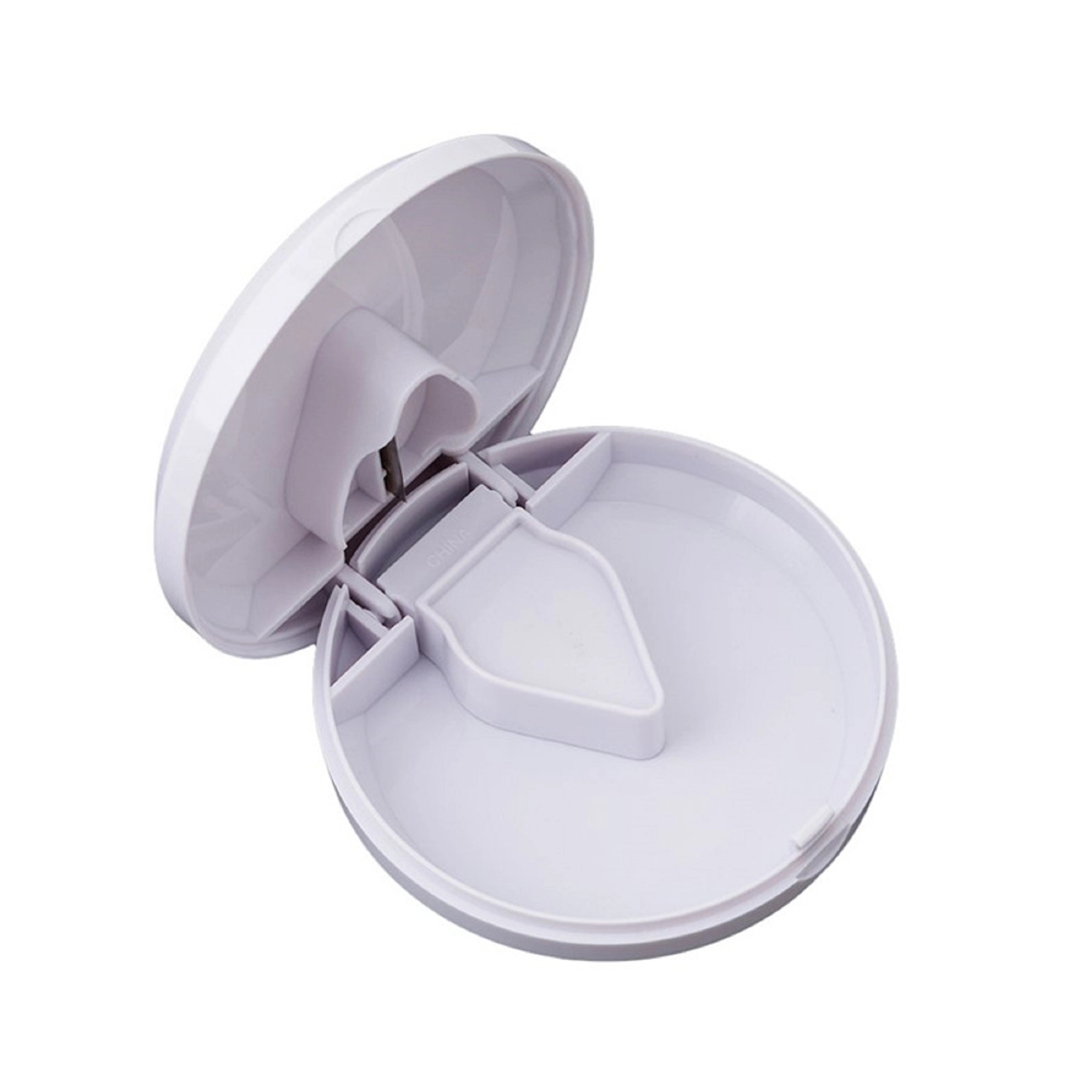 Plastic Round Pill Box with Cutter 4