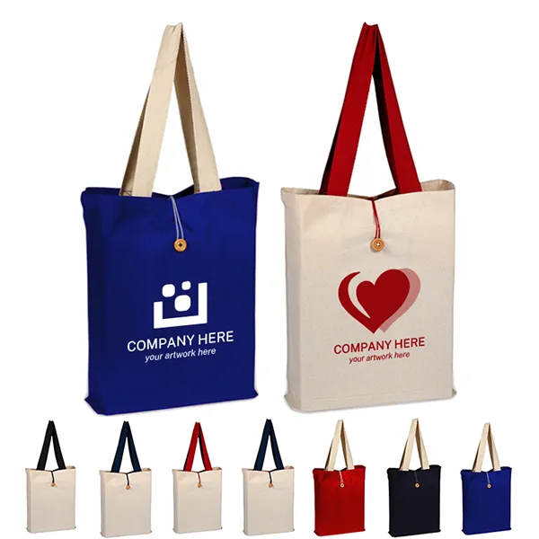 Button-up canvas tote bag -15h x 16w x 3d 7
