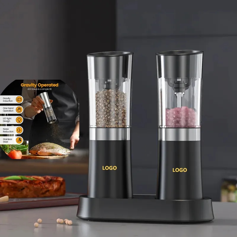 Gravity Rechargeable Salt Pepper Grinder with Charging Base 1