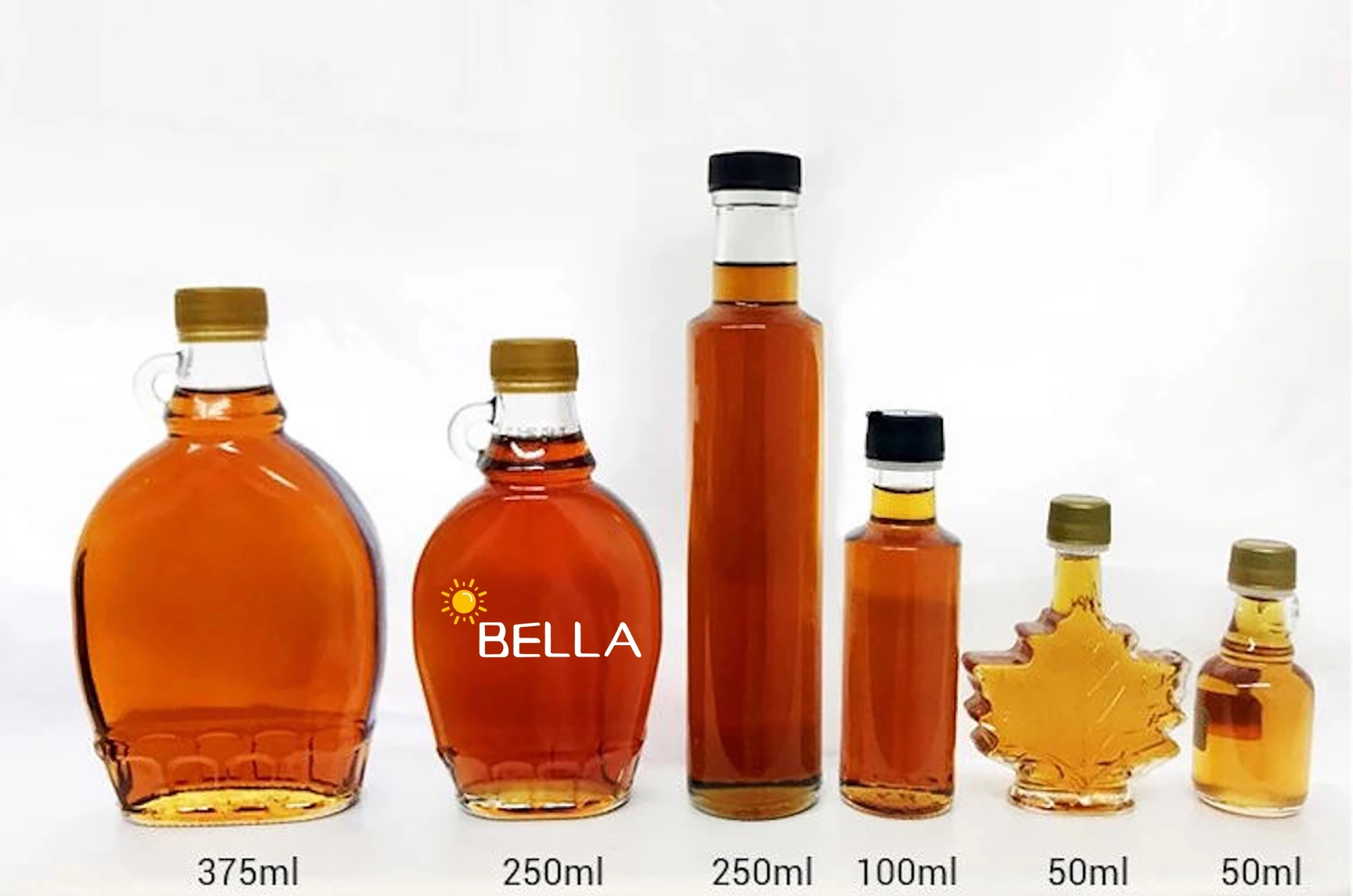 Clear Glass Syrup Bottles W/B Ribbed Lined Cap 2