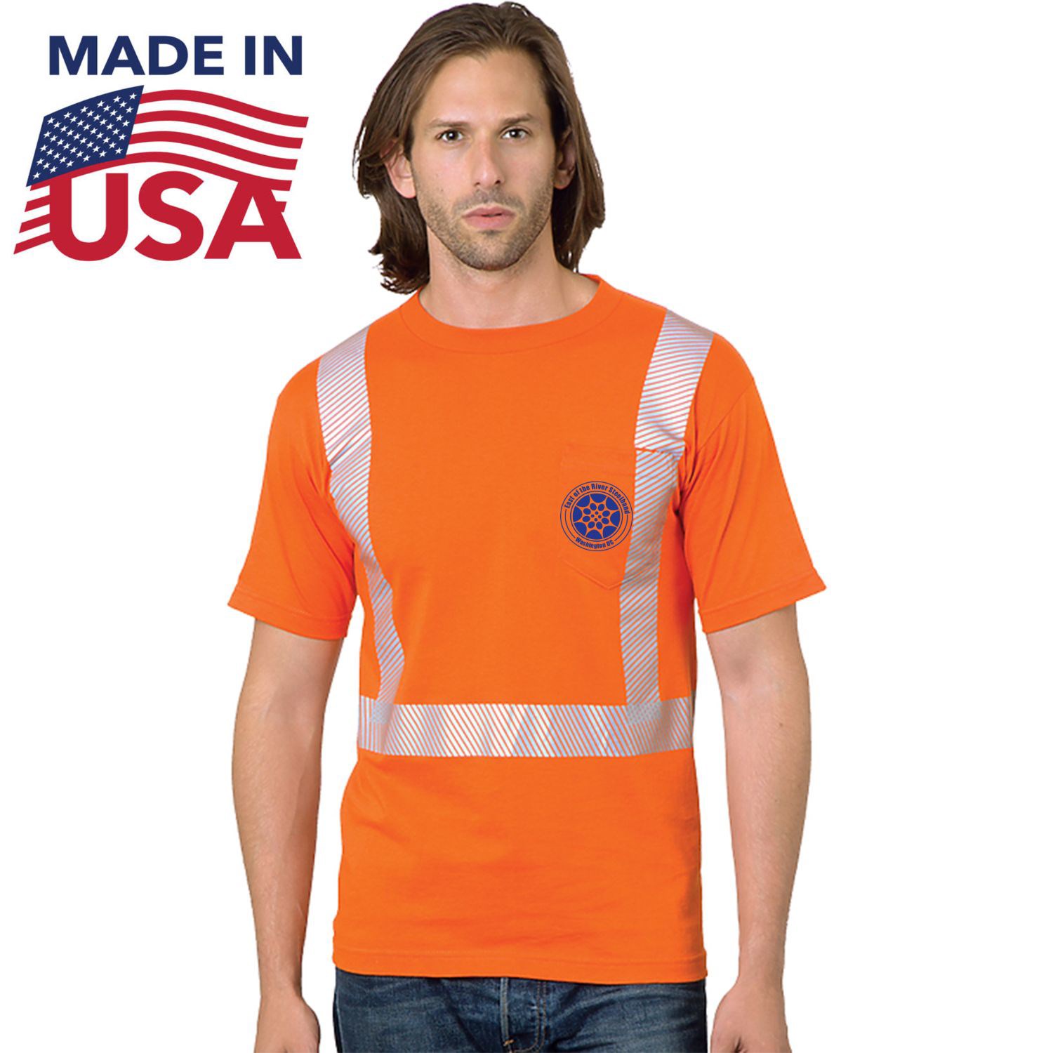 USA-Made Class 2 Segmented 100% Cotton Safety T-Shirt with Pocket 2
