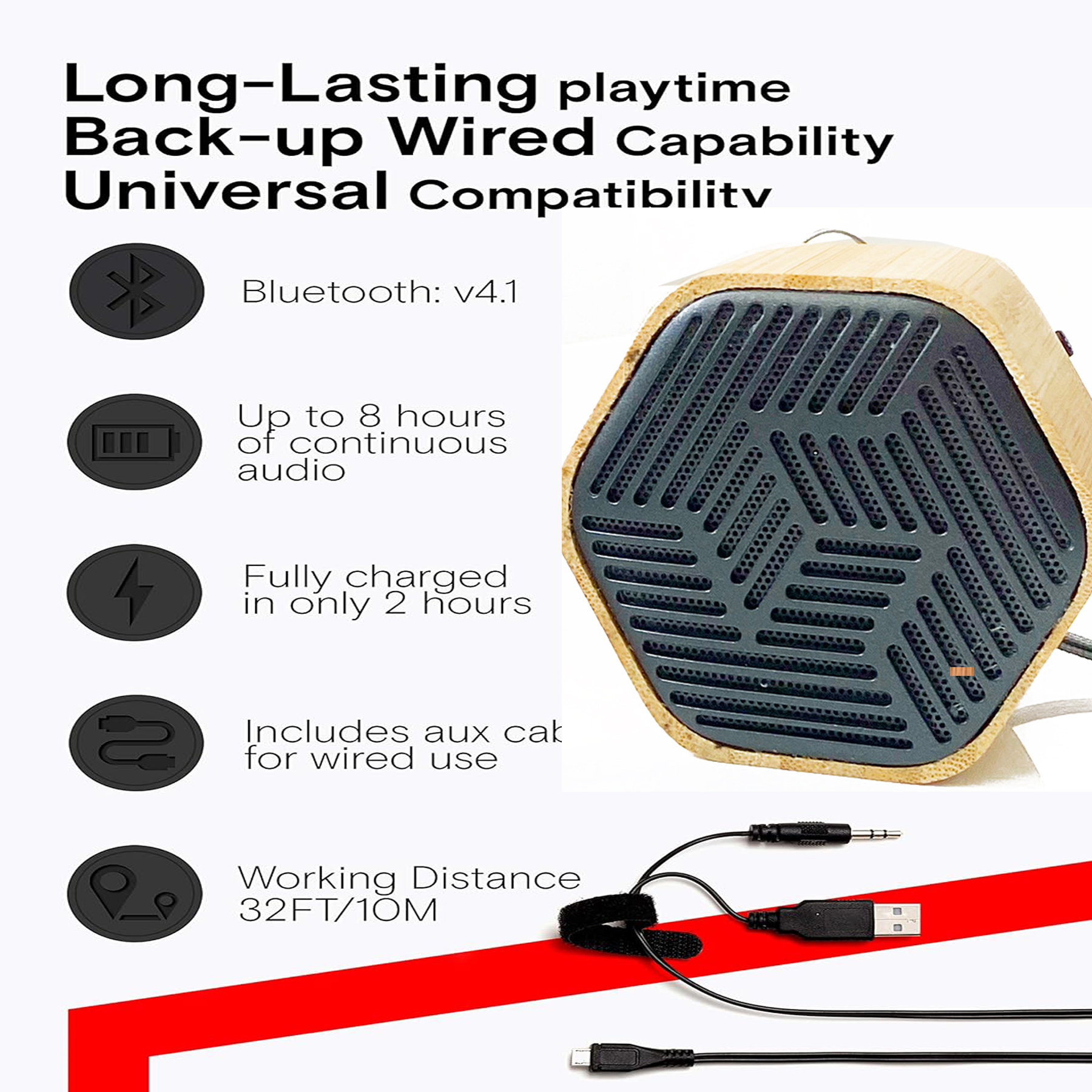 Bamboo Wireless Speaker for Home Audio 5