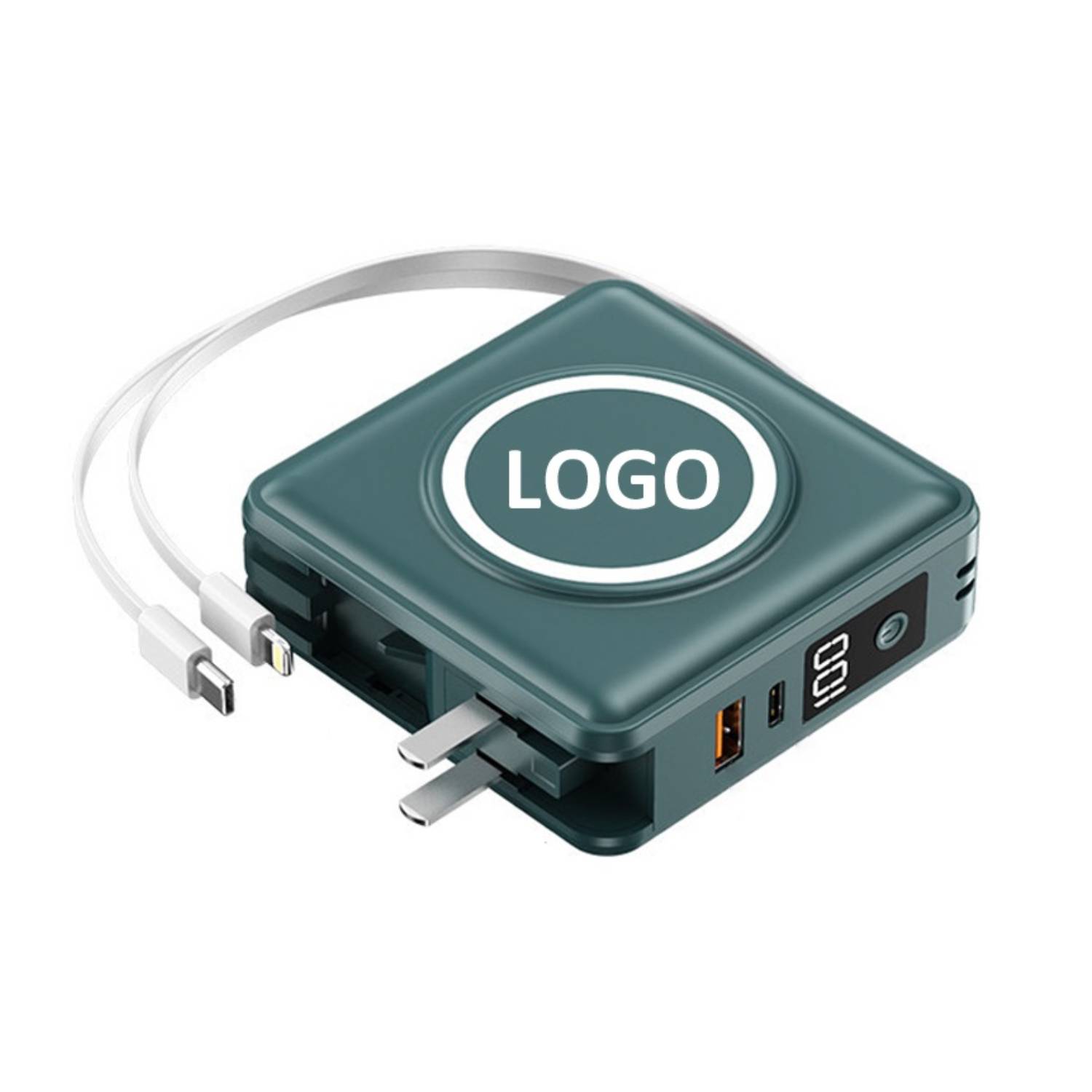 Magnetic Power Bank with Built-in Cable and AC Charger - 15000 mAh 12