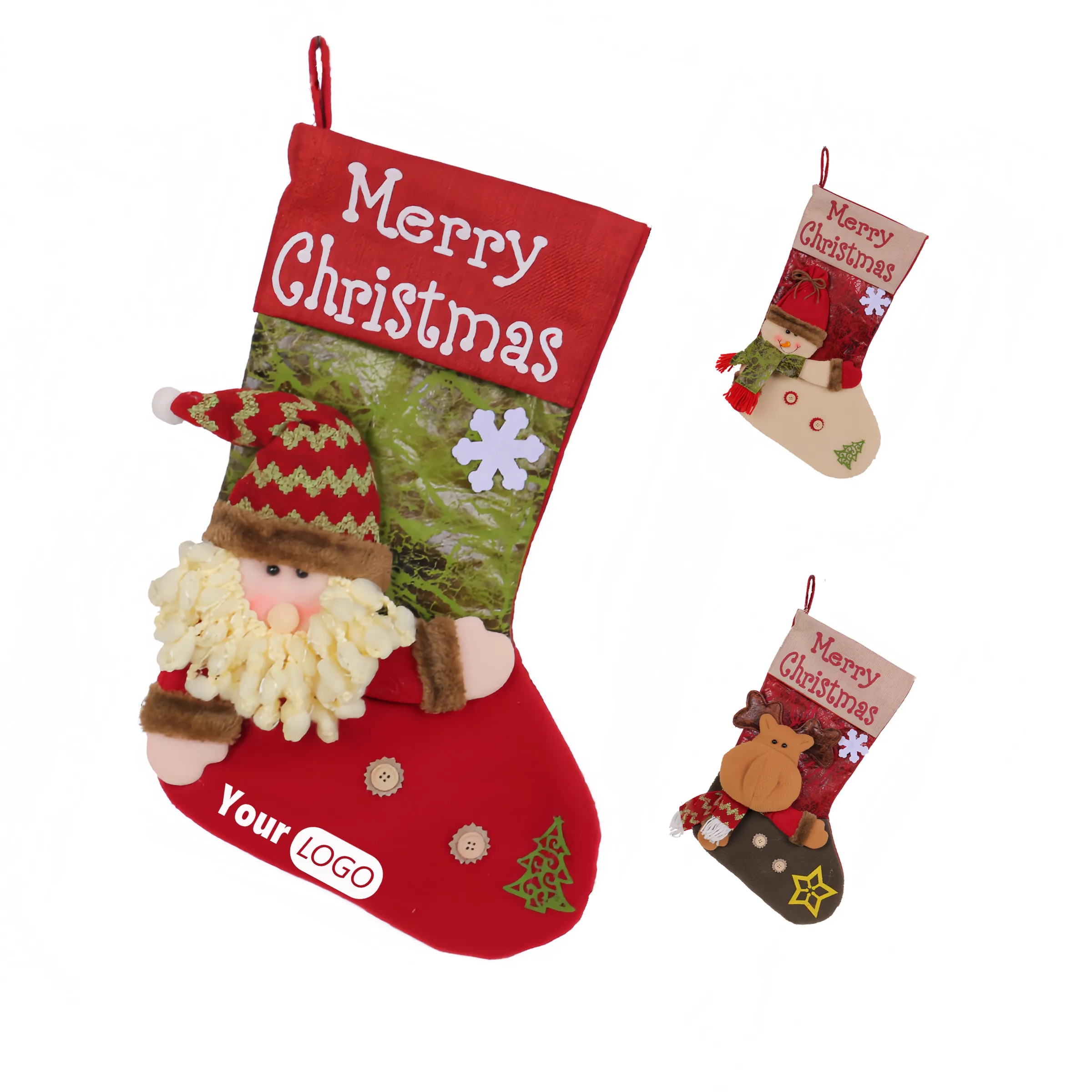 Polyester Big Head Doll Thickened Christmas Socks 2