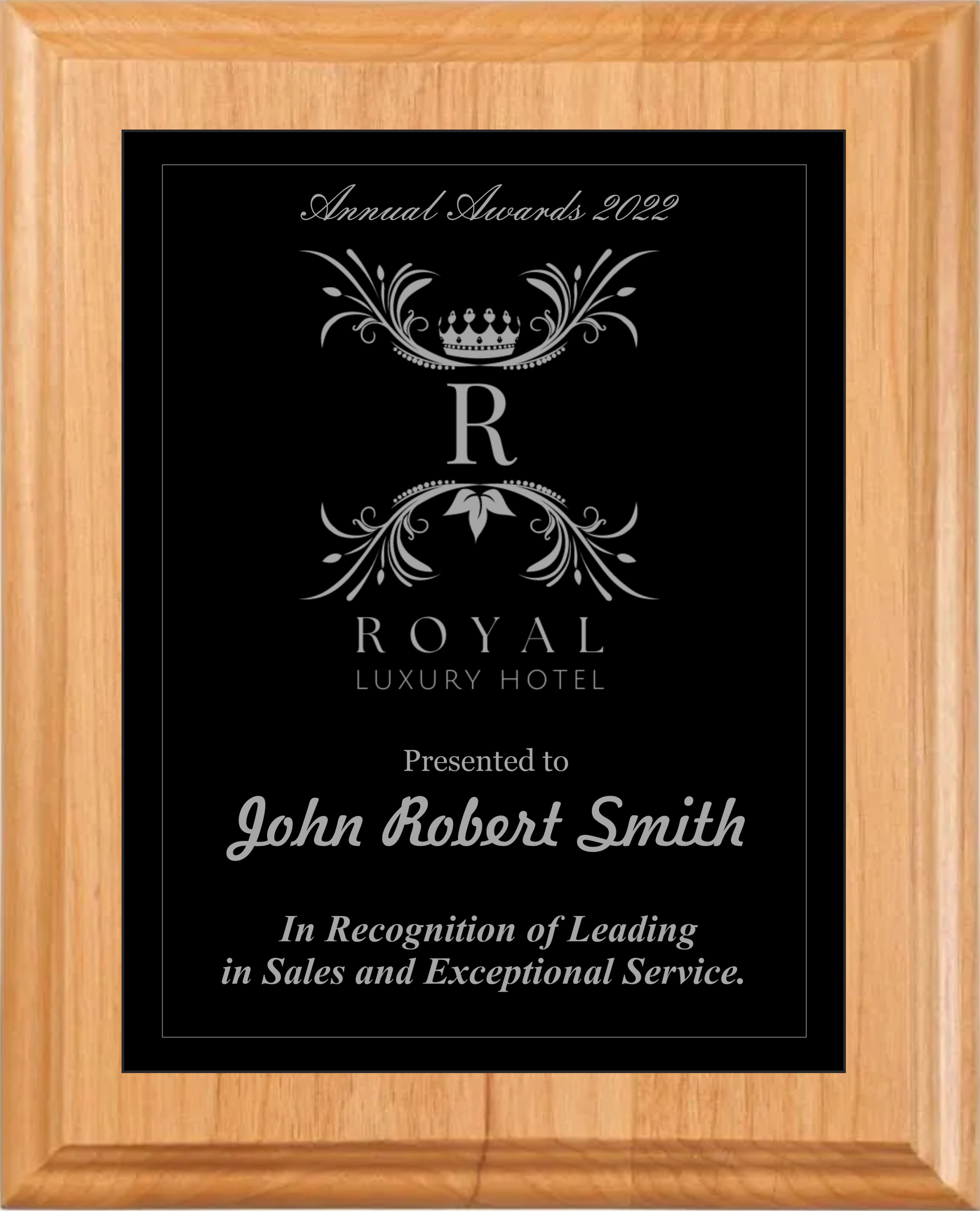 Alder Wood Plaque w/Choice of Single Plate 8