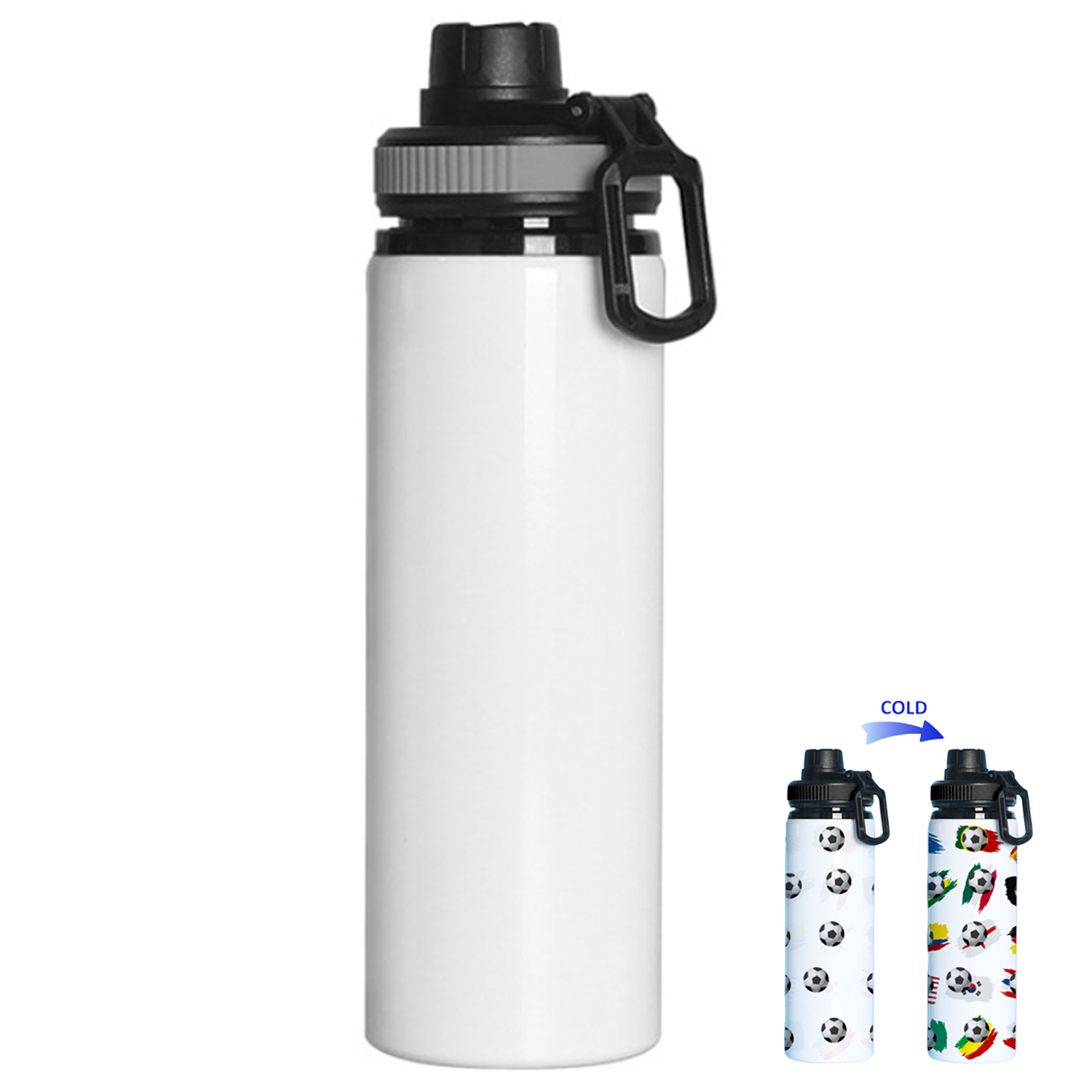 25oz Soccer Color Change Aluminum Water Bottle 1