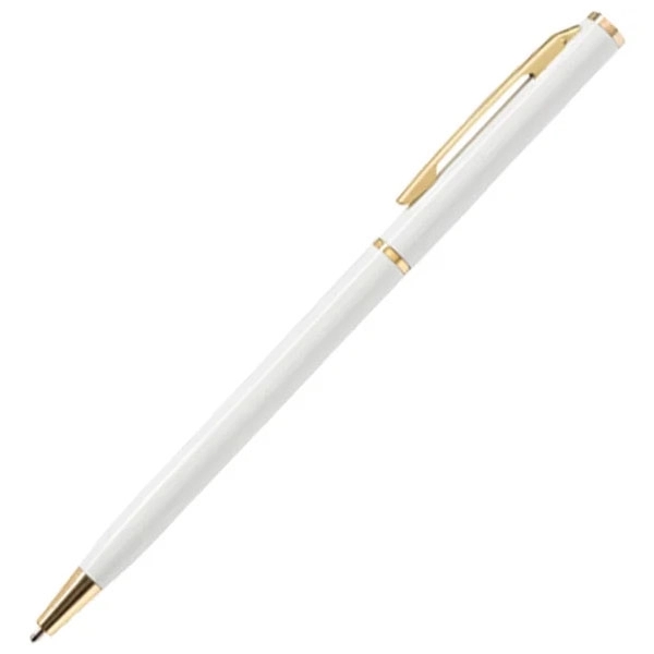Slim Twist Metal Hotel Pen With Gold Trim 8