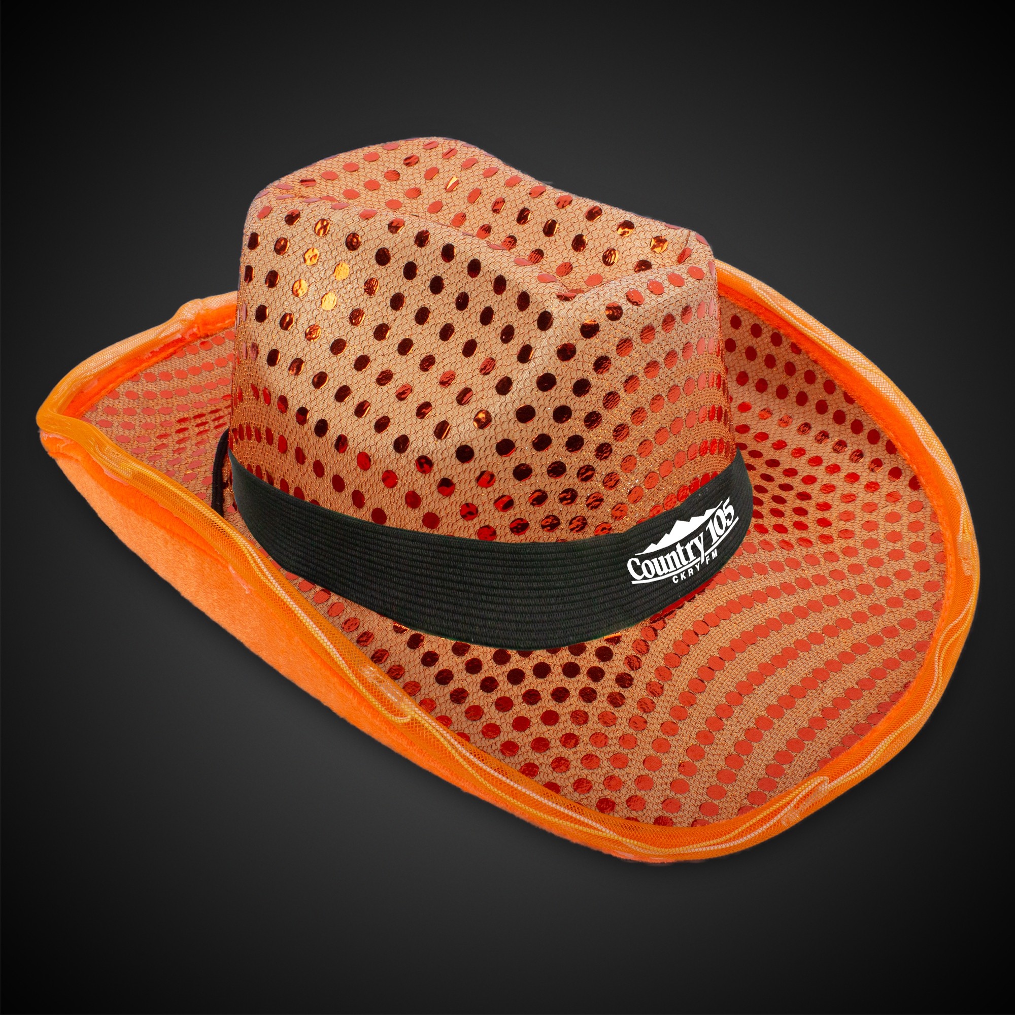 LED Orange Sequin Cowboy Hat(Blank) 5