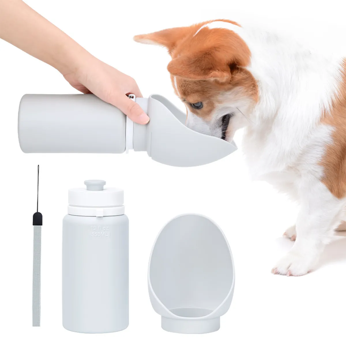 Portable Foldable Silicone Dog Water Bottle With Lanyard 8