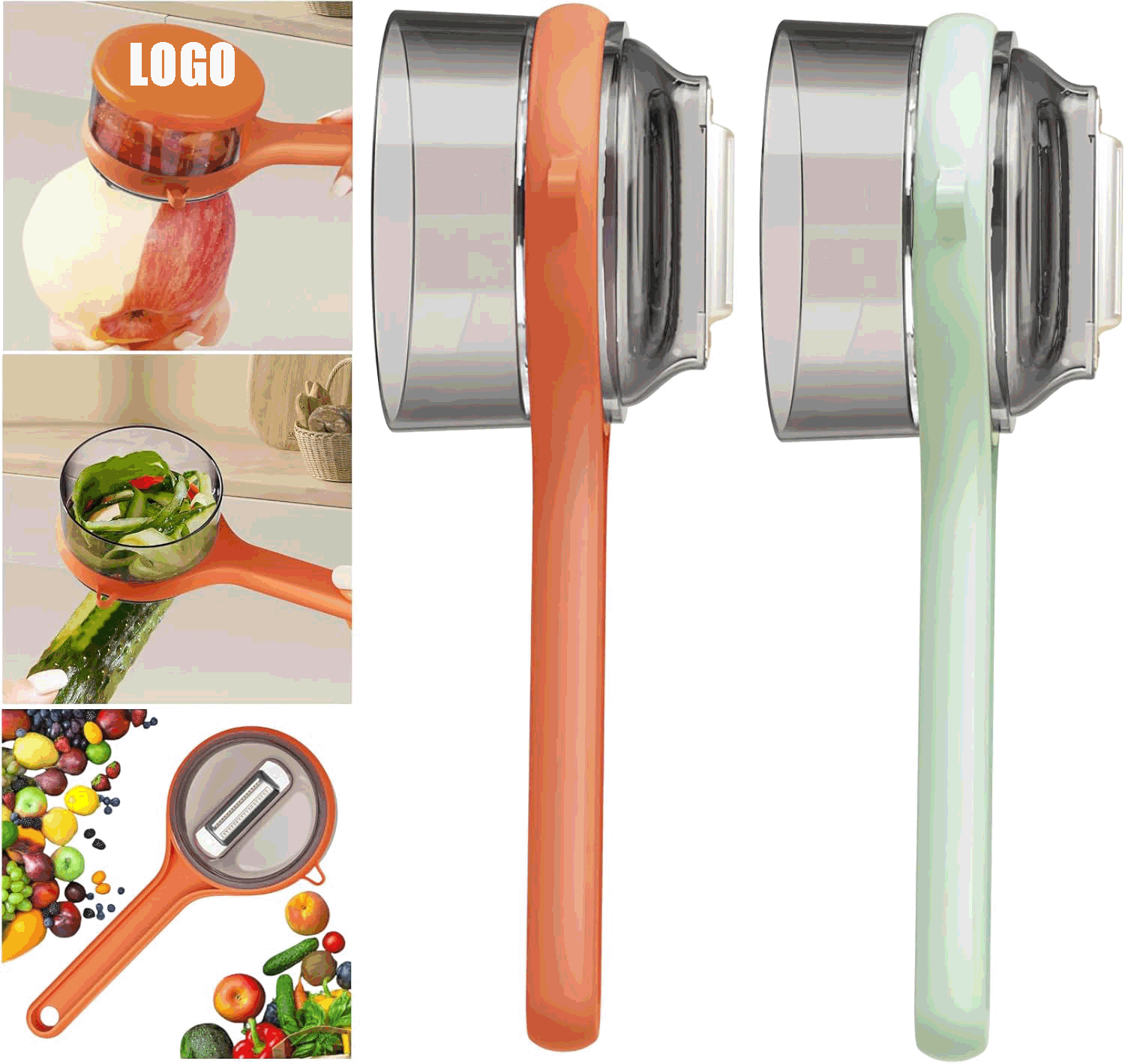Peeling Knife with Storage Box/ Stainless Steel Multi-Function Peeler with Waste Catcher Bucket 2