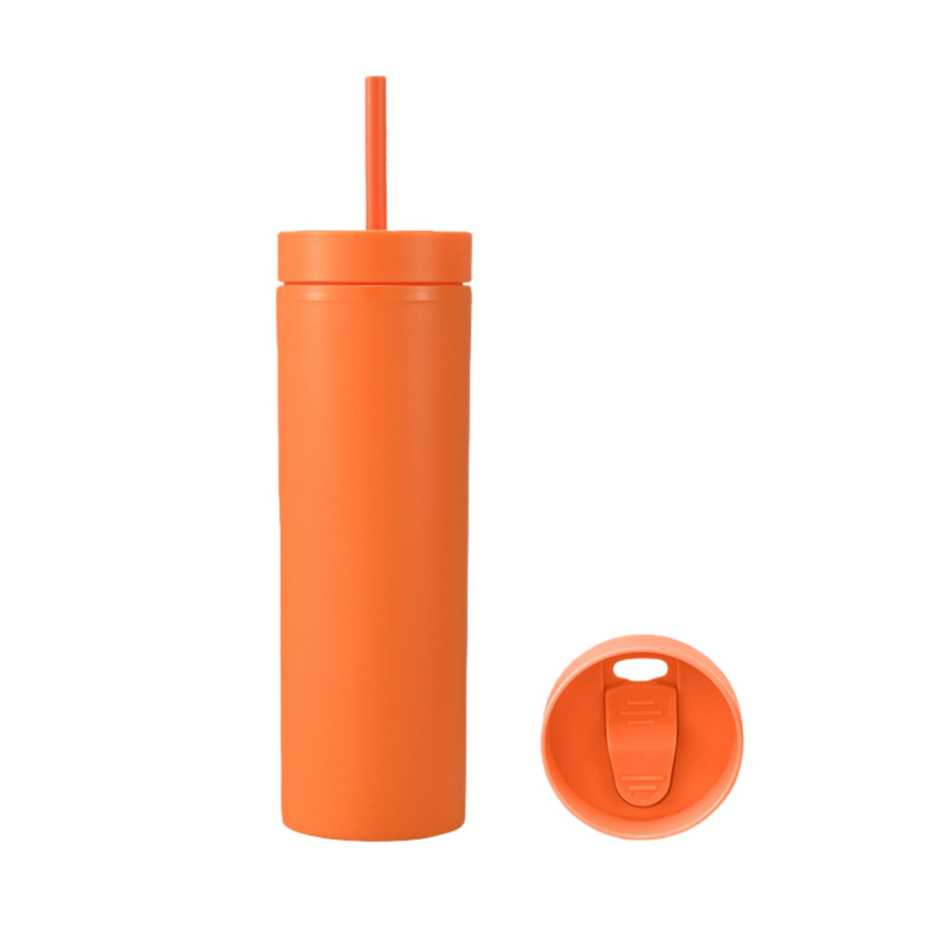 Double-layered Plastic Straight Cup With Straw 2