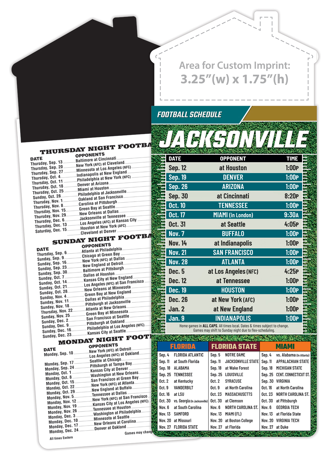 Magna-Card House Shape Magnet Football Schedules (3.5x9)