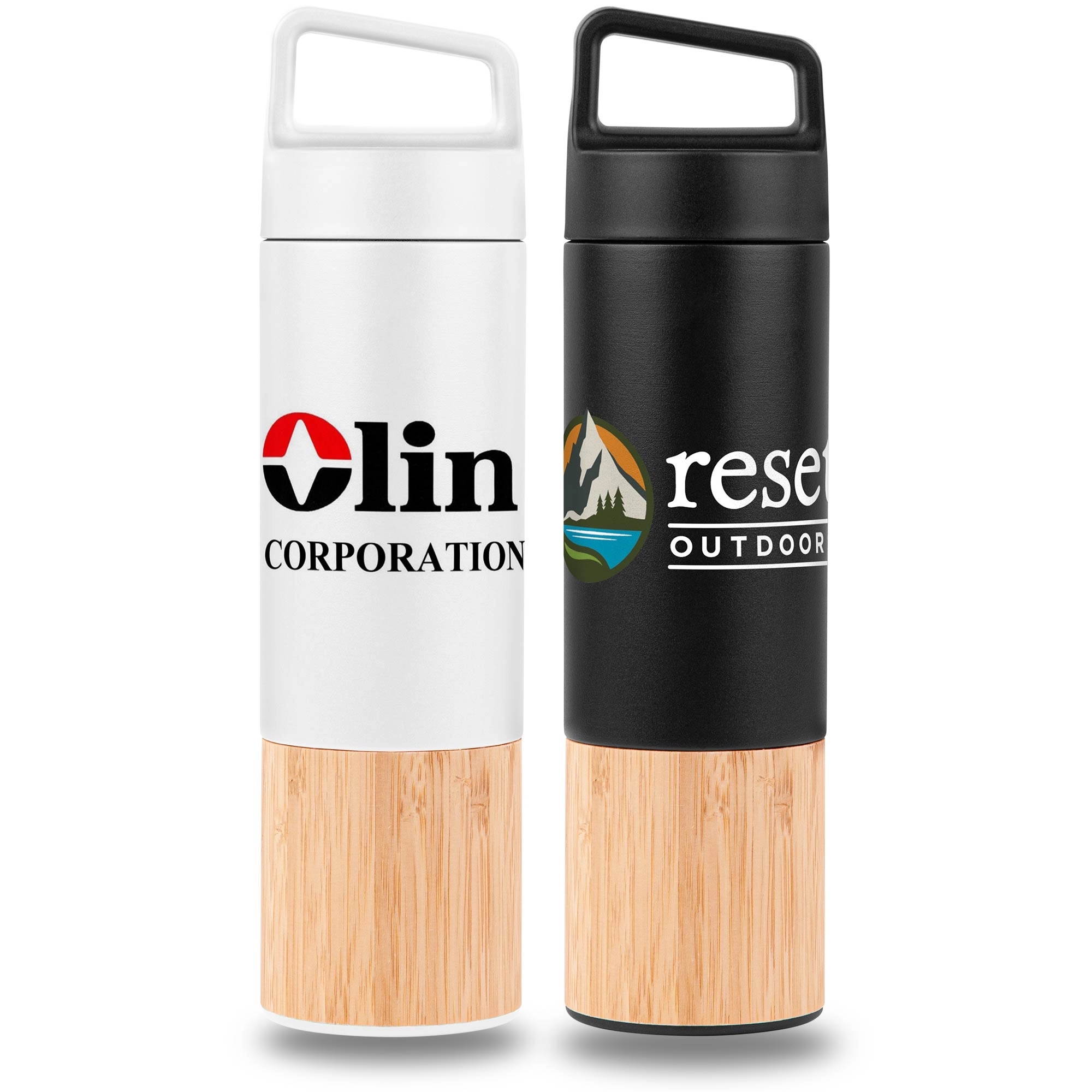 20oz. Bamboo-Wrapped Insulated Water Bottle with Handle & Po 1